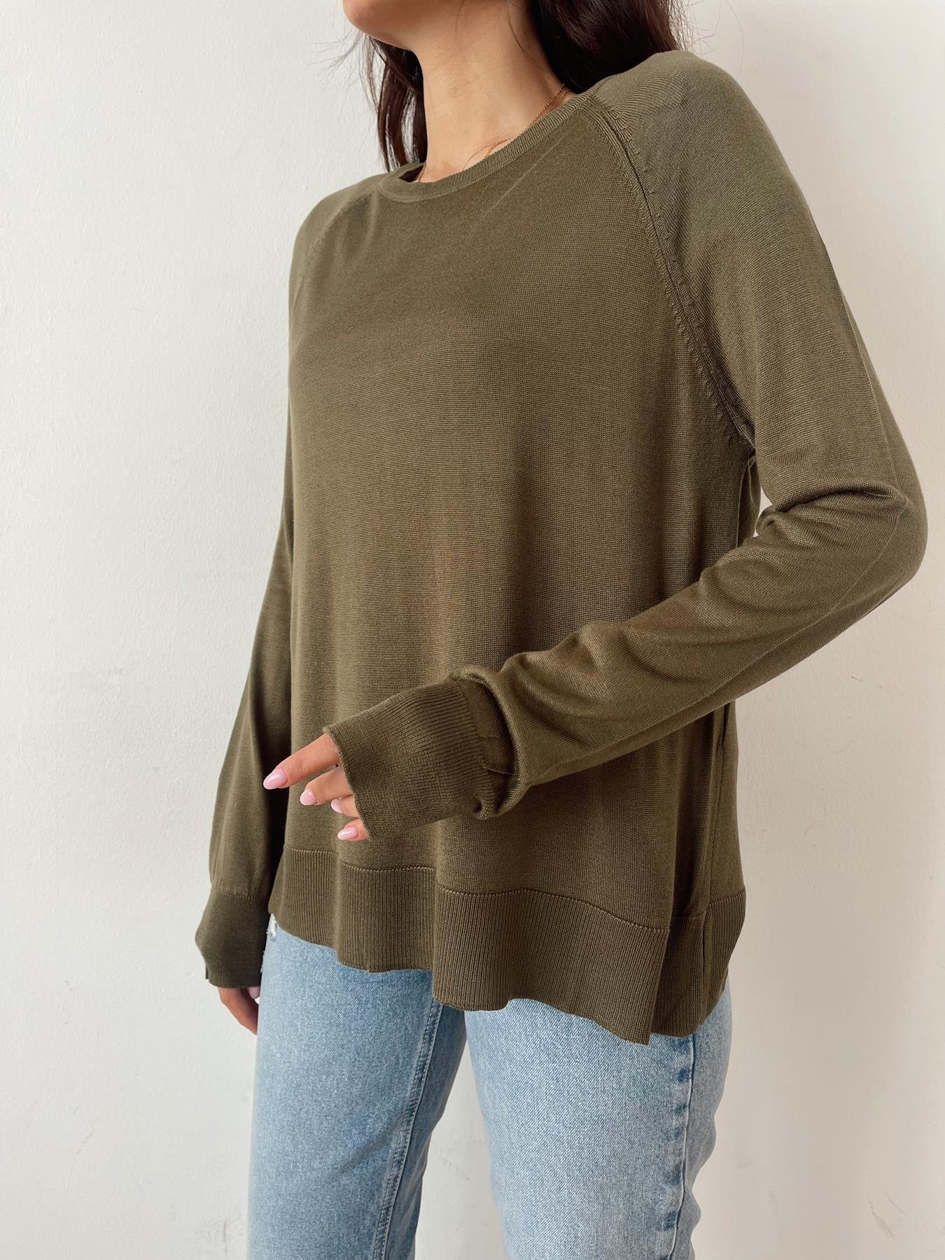 Bisiklet Yaka Basic Triko HAKİ