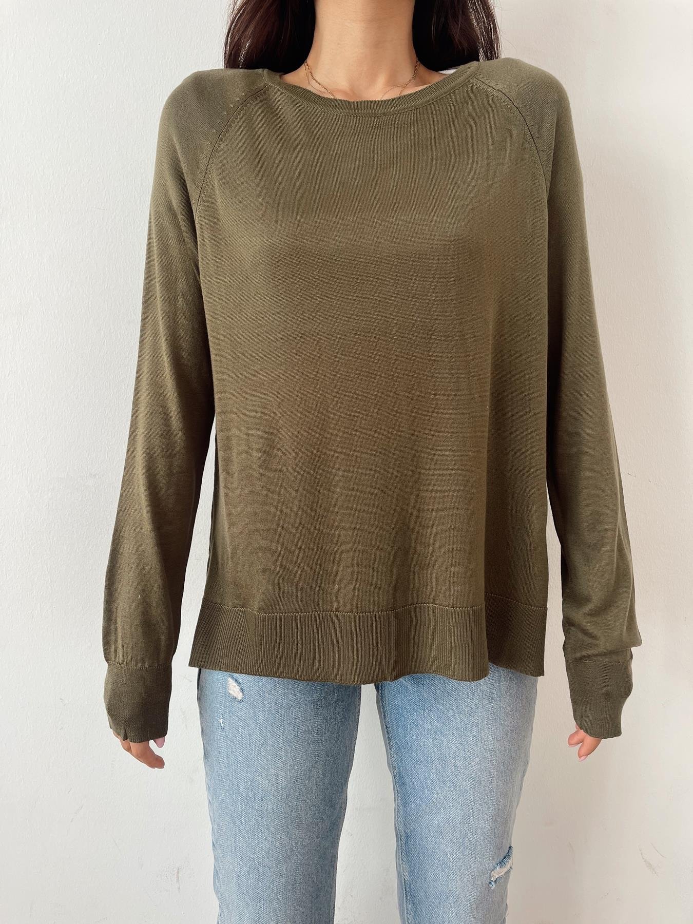 Bisiklet Yaka Basic Triko HAKİ