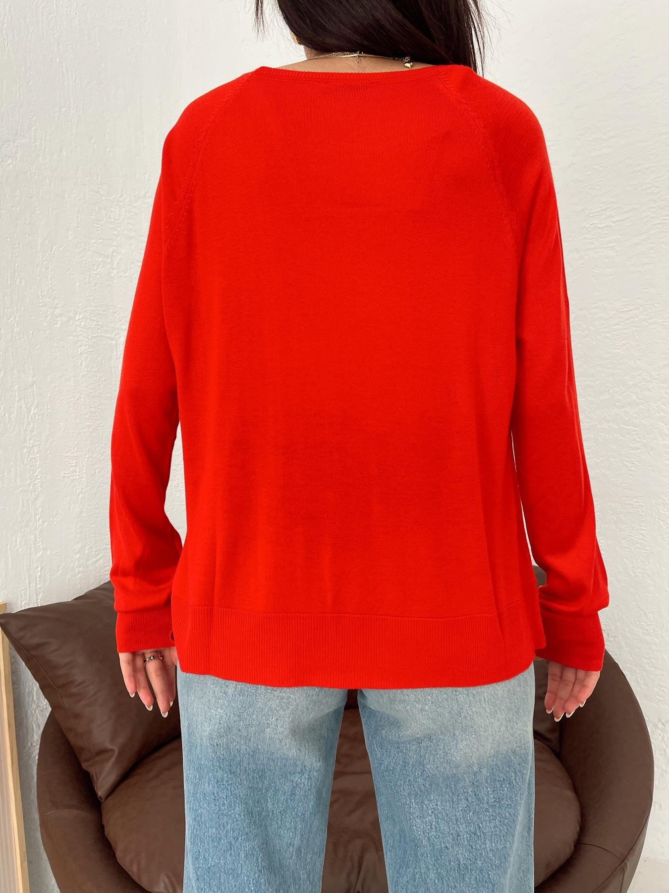 Bisiklet Yaka Basic Triko KIRMIZI