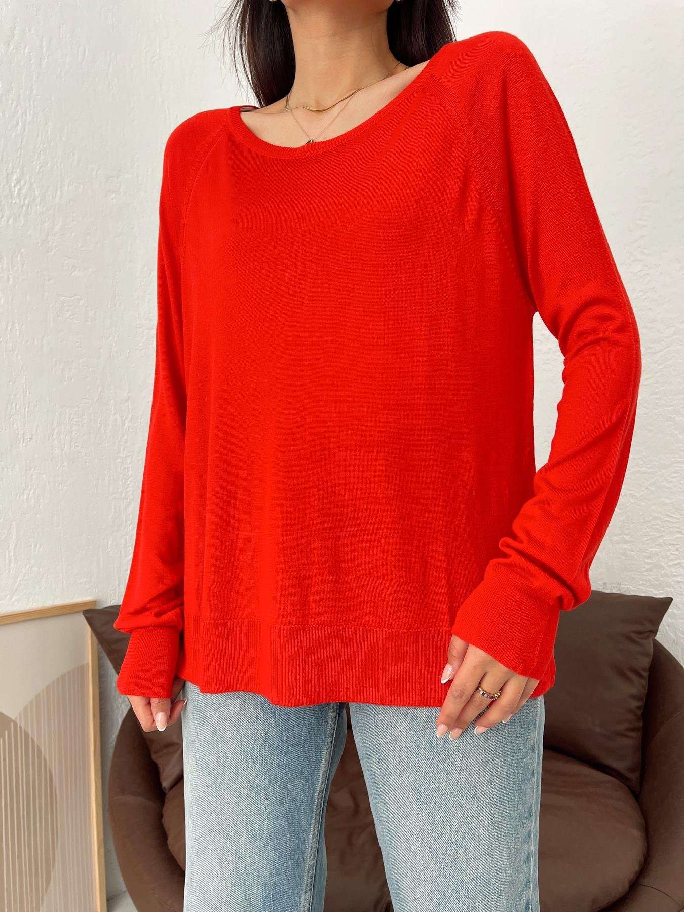 Bisiklet Yaka Basic Triko KIRMIZI