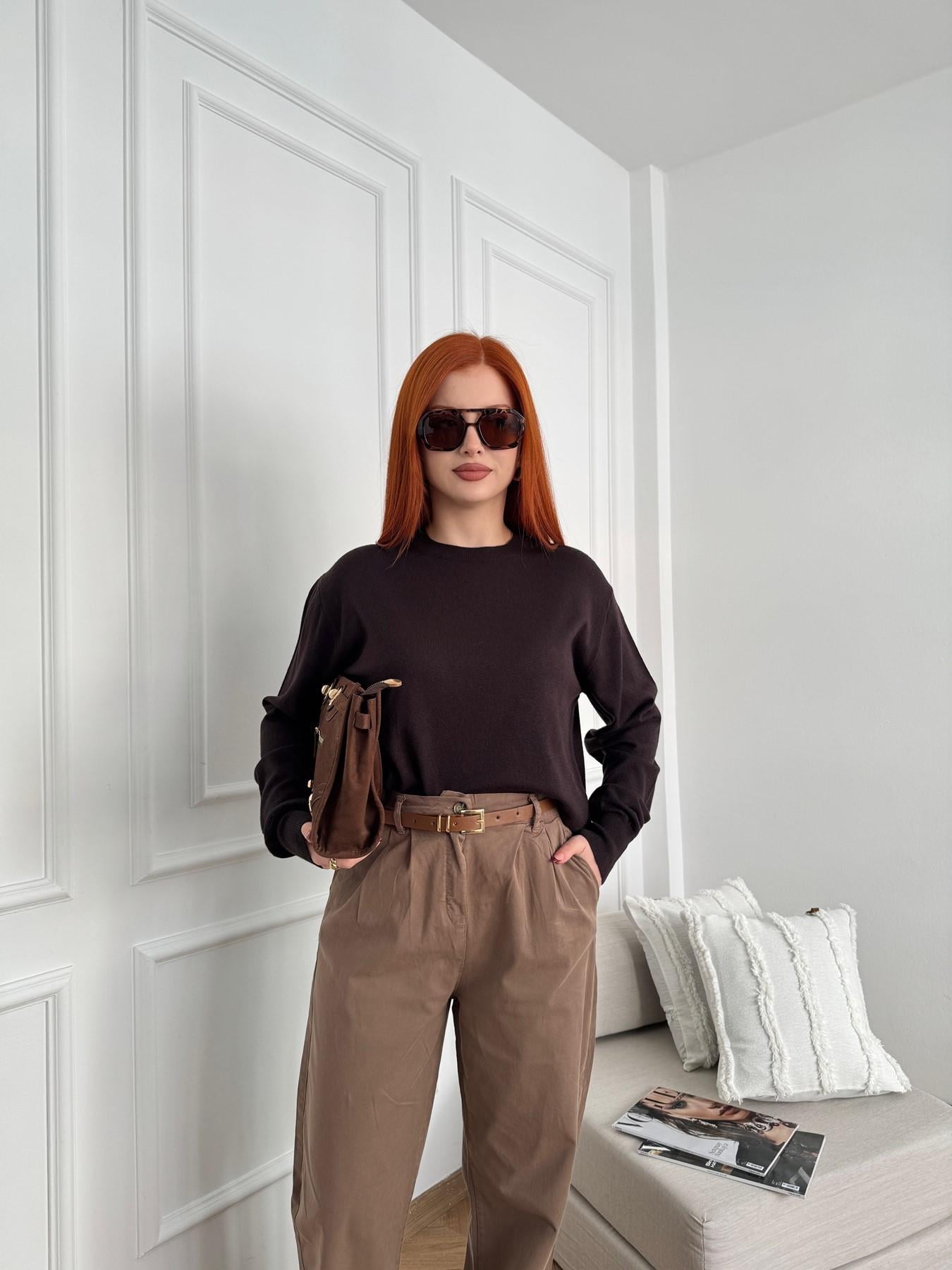 Bisiklet Yaka Basic Triko Koyu kahve