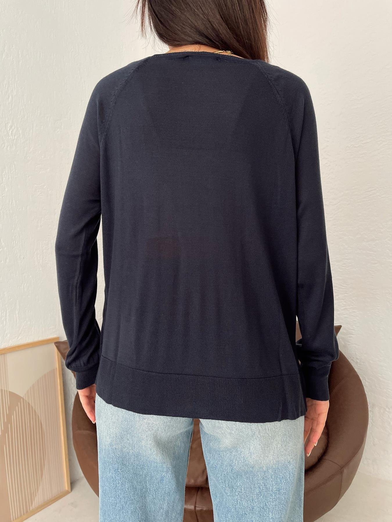 Bisiklet Yaka Basic Triko LACİVERT