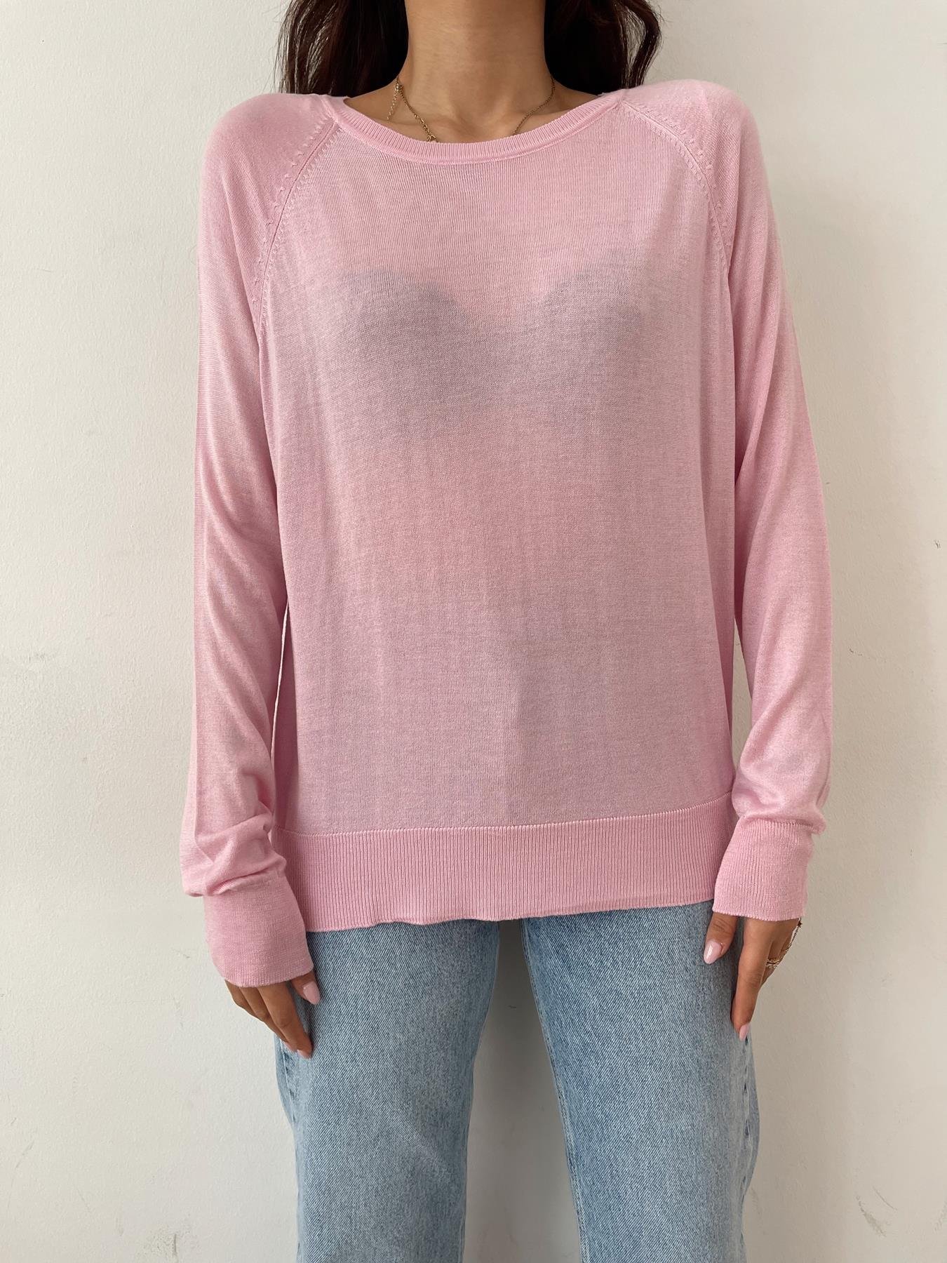 Bisiklet Yaka Basic Triko PEMBE