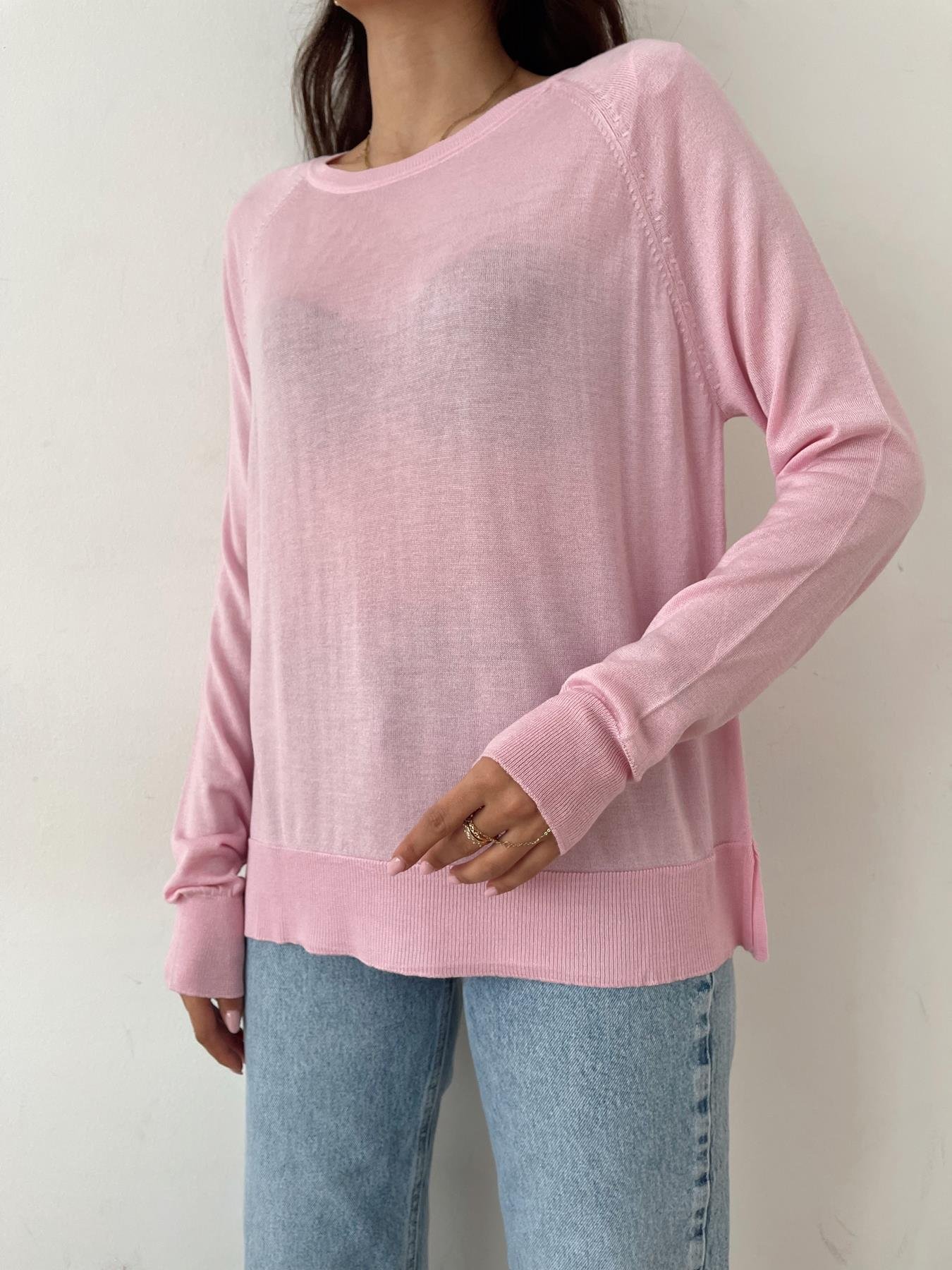 Bisiklet Yaka Basic Triko PEMBE