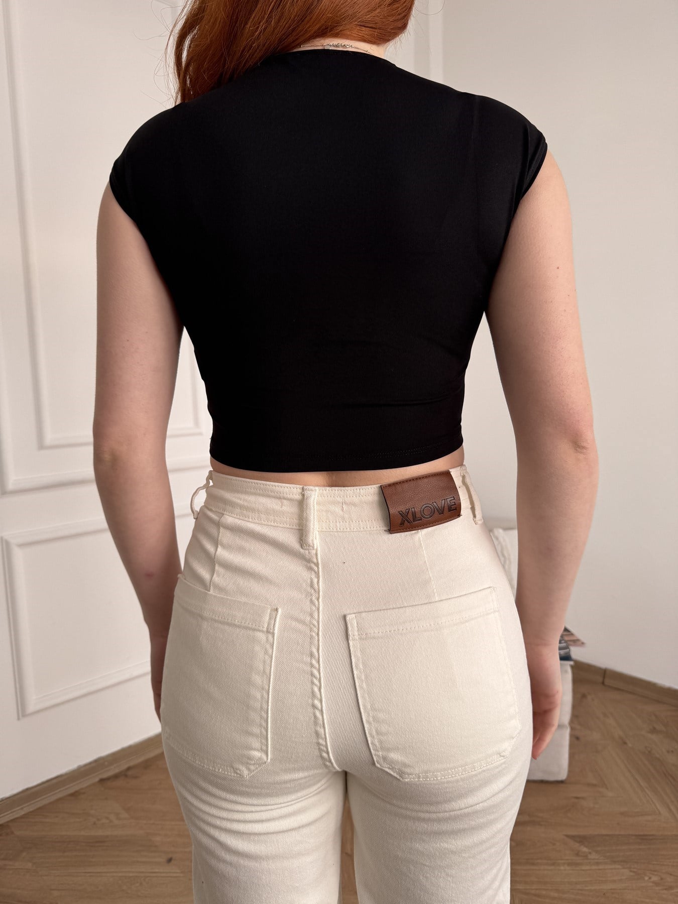 Bisiklet Yaka Crop Badi Siyah