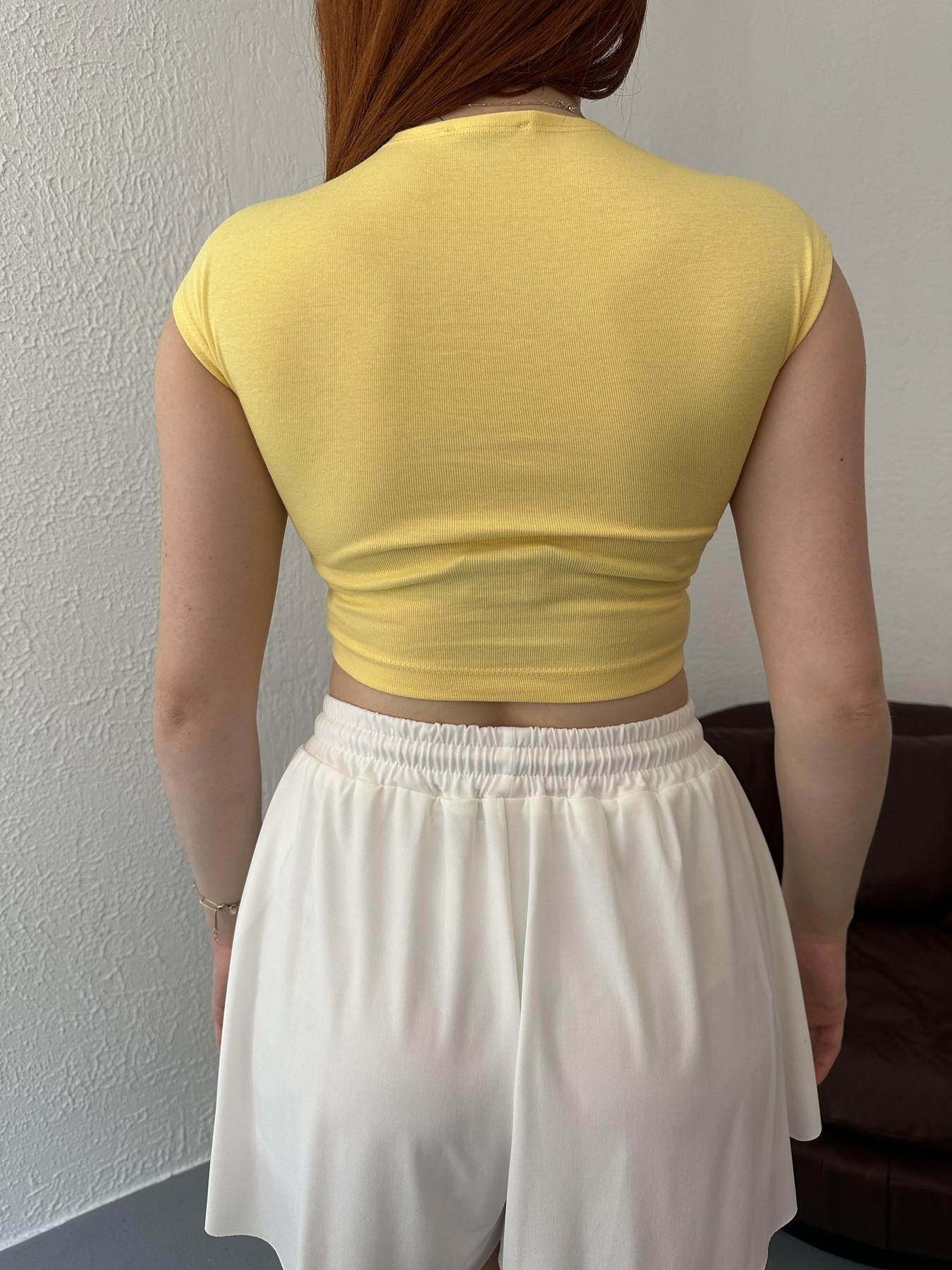 Bisiklet Yaka Crop Body Sarı
