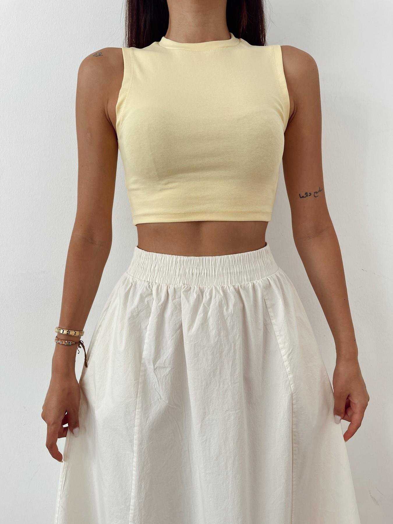 Bisiklet Yaka Crop Body Sarı