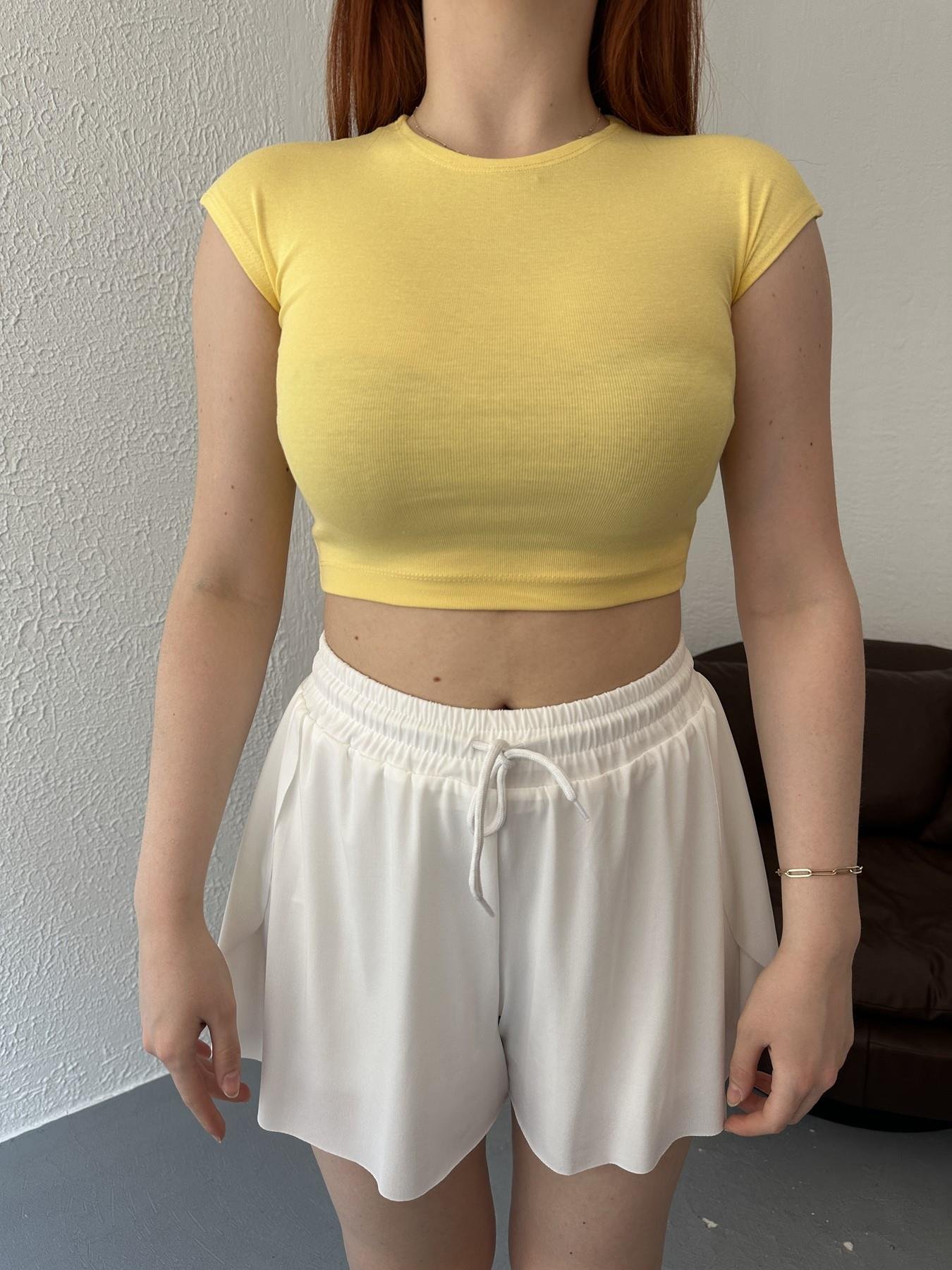 Bisiklet Yaka Crop Body Sarı