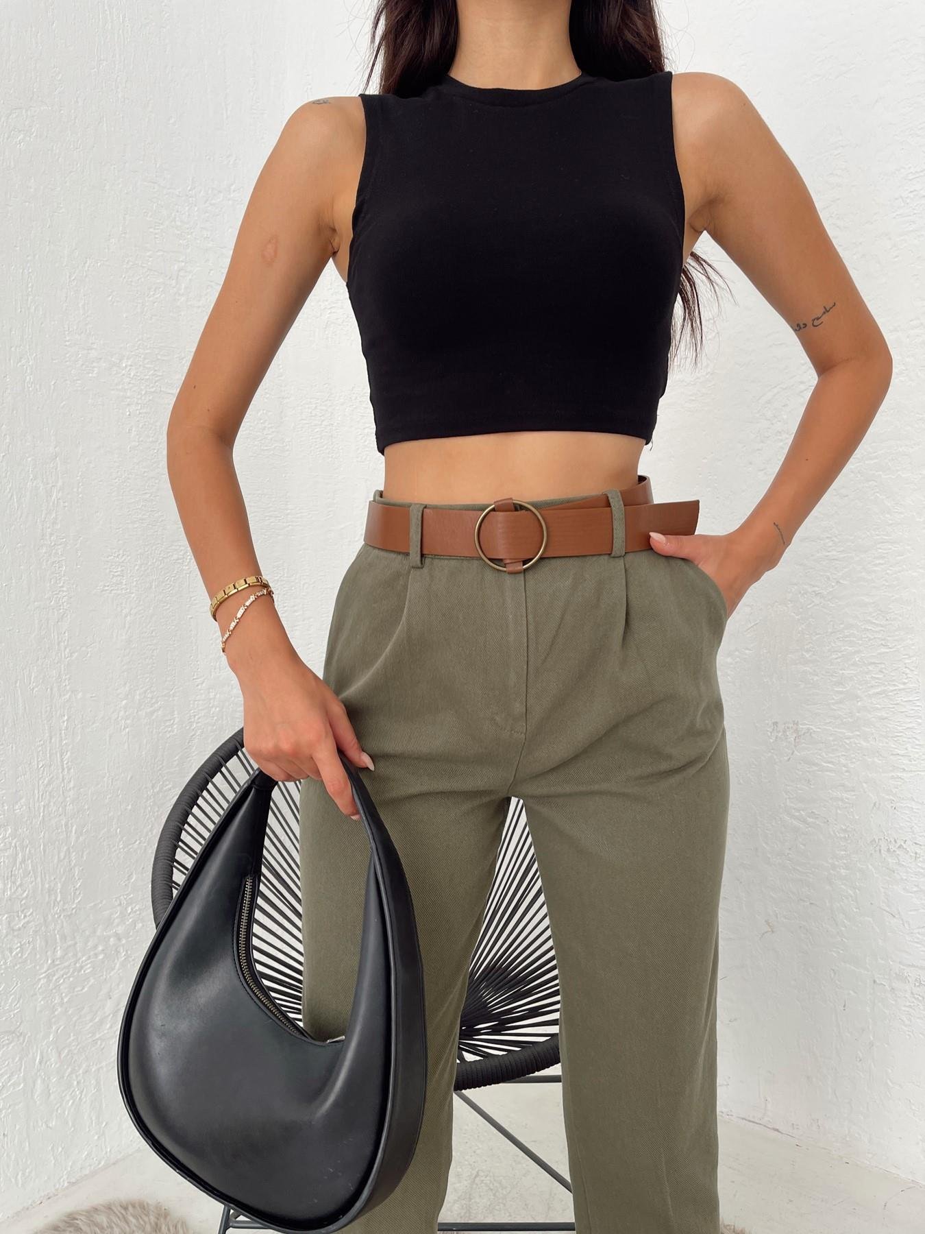 Bisiklet Yaka Crop Body Siyah