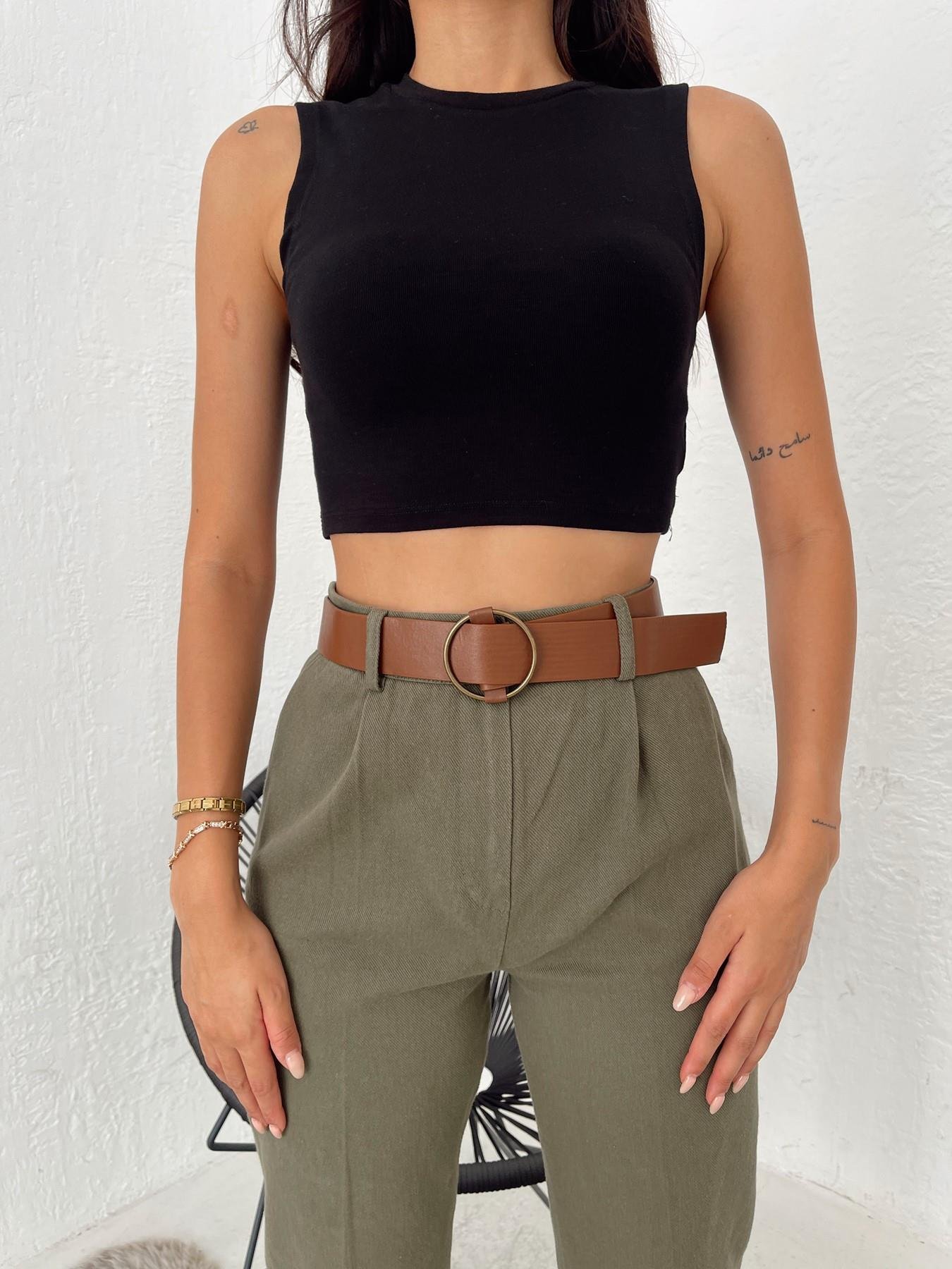 Bisiklet Yaka Crop Body Siyah