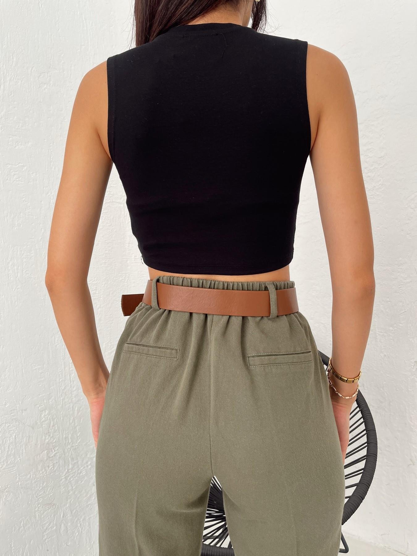 Bisiklet Yaka Crop Body Siyah