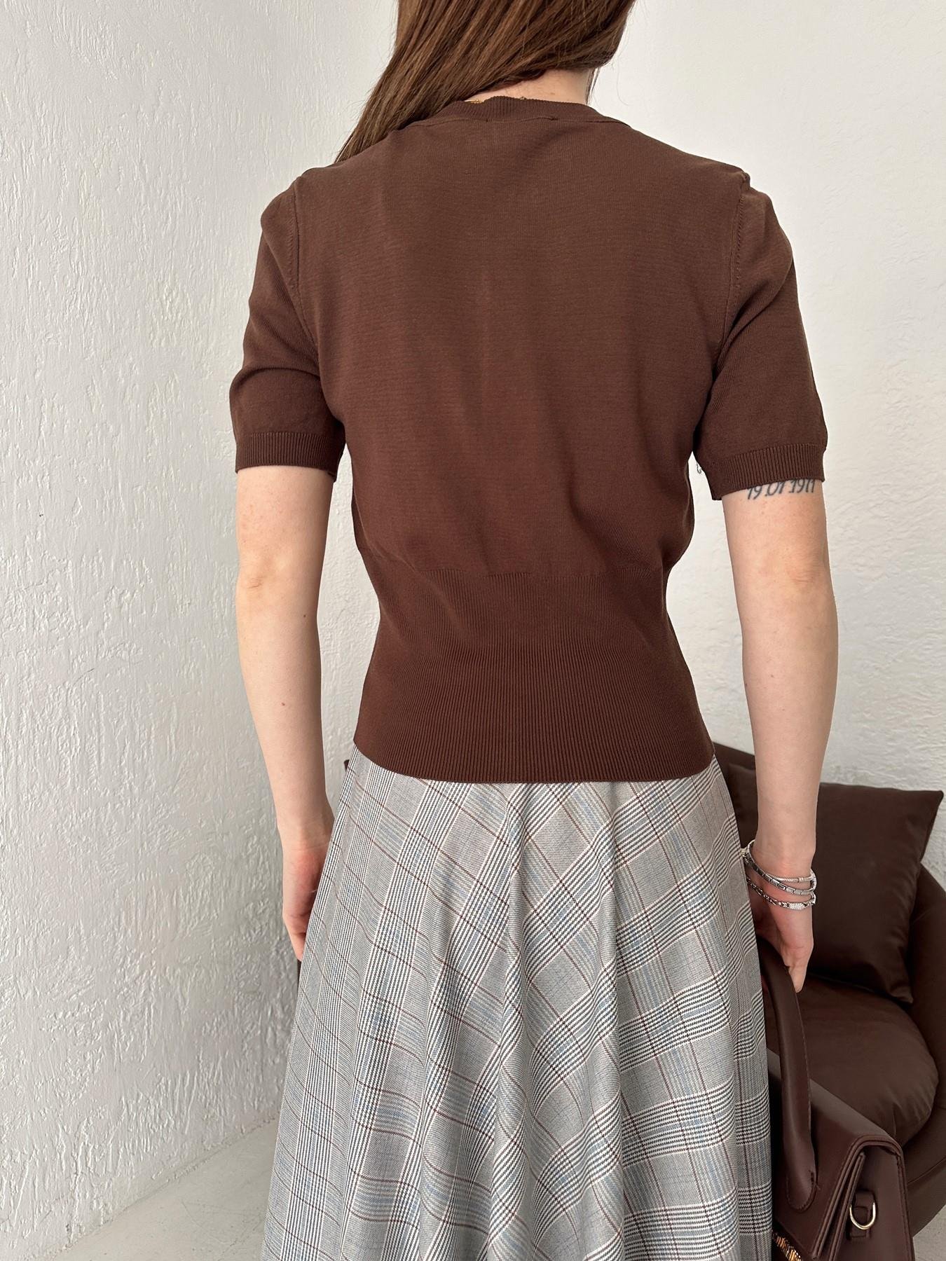 Bisiklet Yaka Dalga Detay Triko Hırka KAHVE