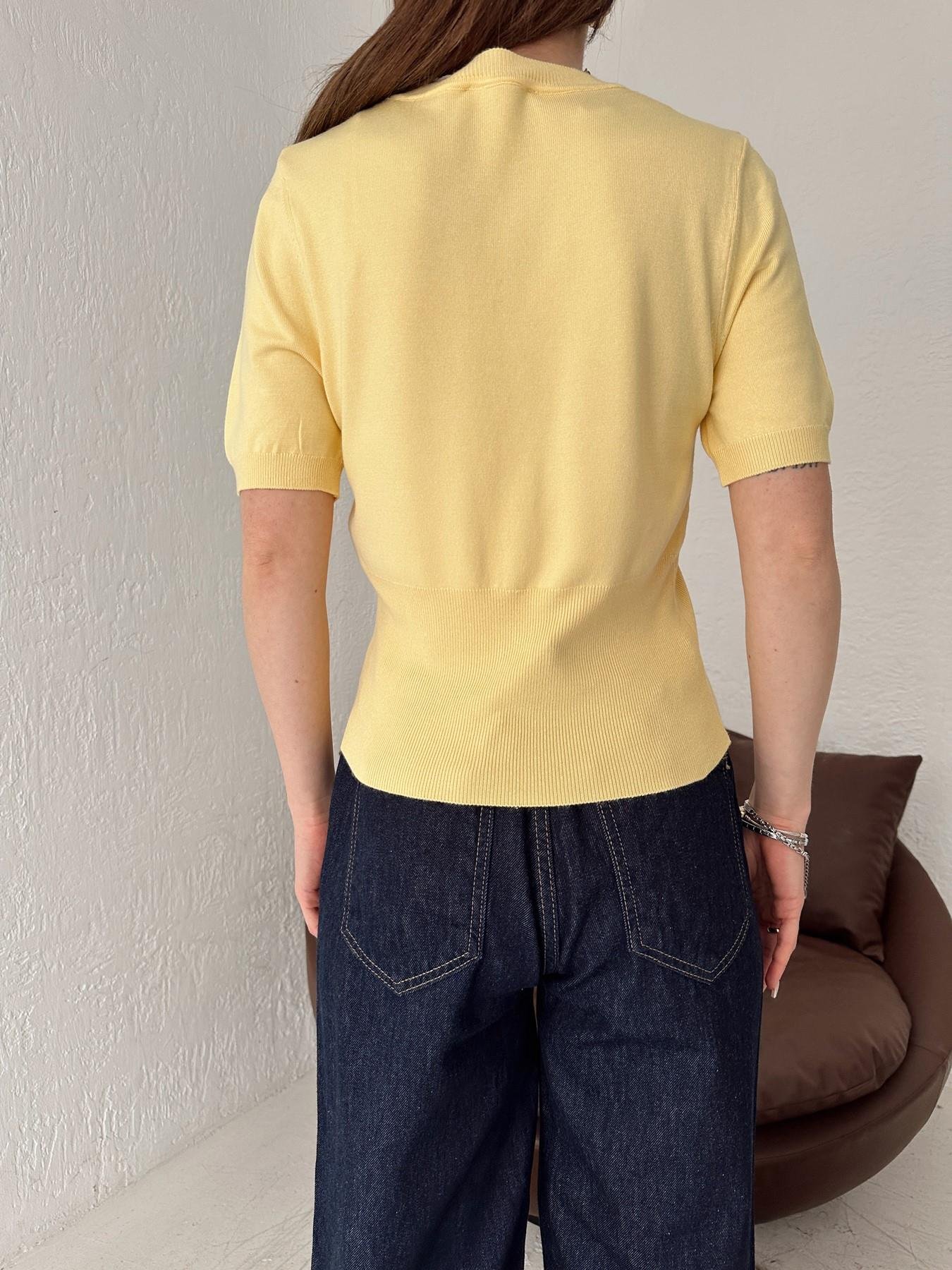 Bisiklet Yaka Dalga Detay Triko Hırka SARI