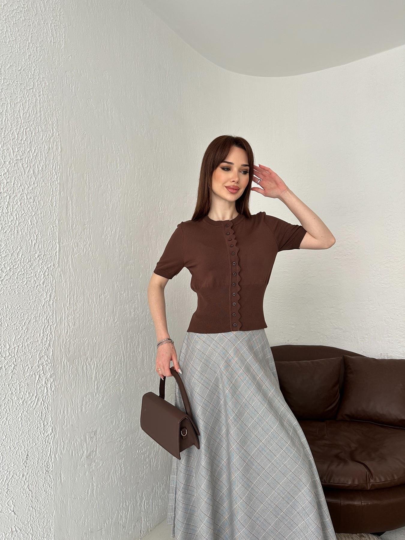 Bisiklet Yaka Dalga Detay Triko Hırka KAHVE