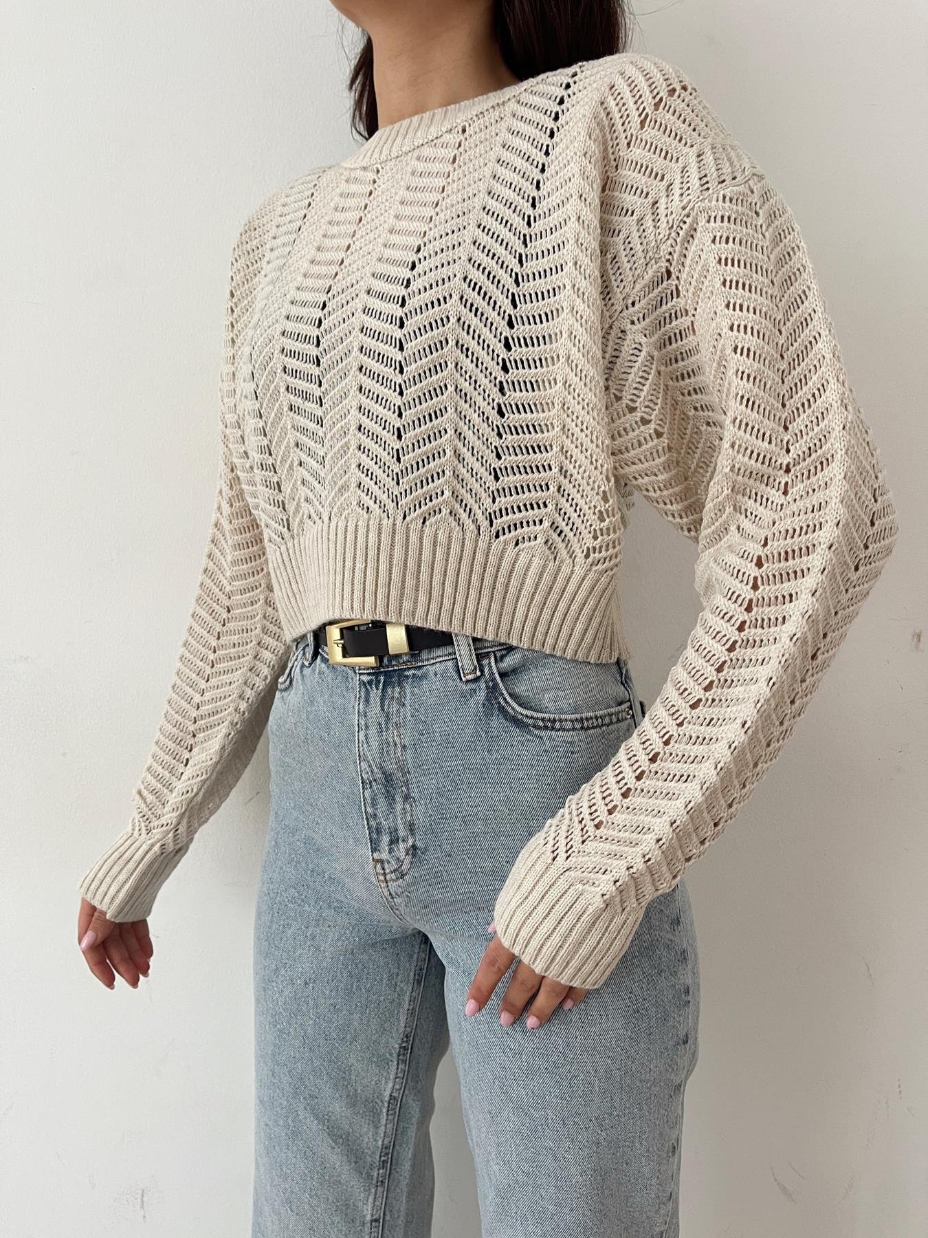 Bisiklet Yaka Desenli Triko TAŞ