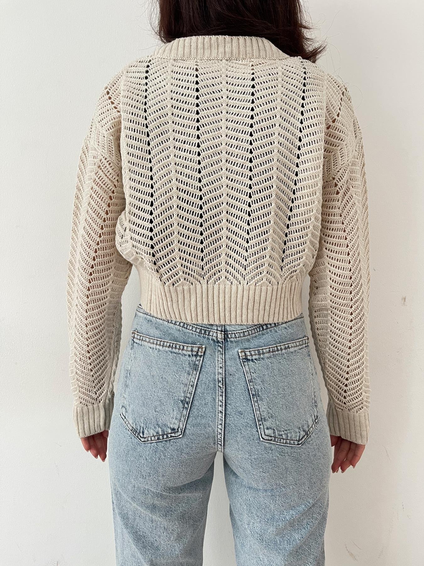 Bisiklet Yaka Desenli Triko TAŞ