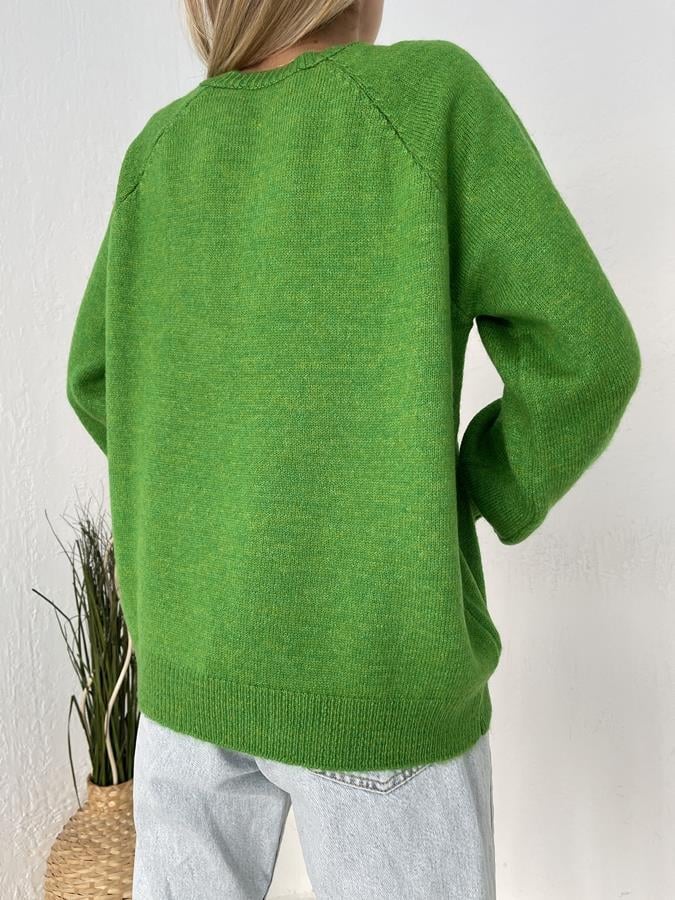 Bisiklet Yaka Düğme Detay Triko YEŞİL