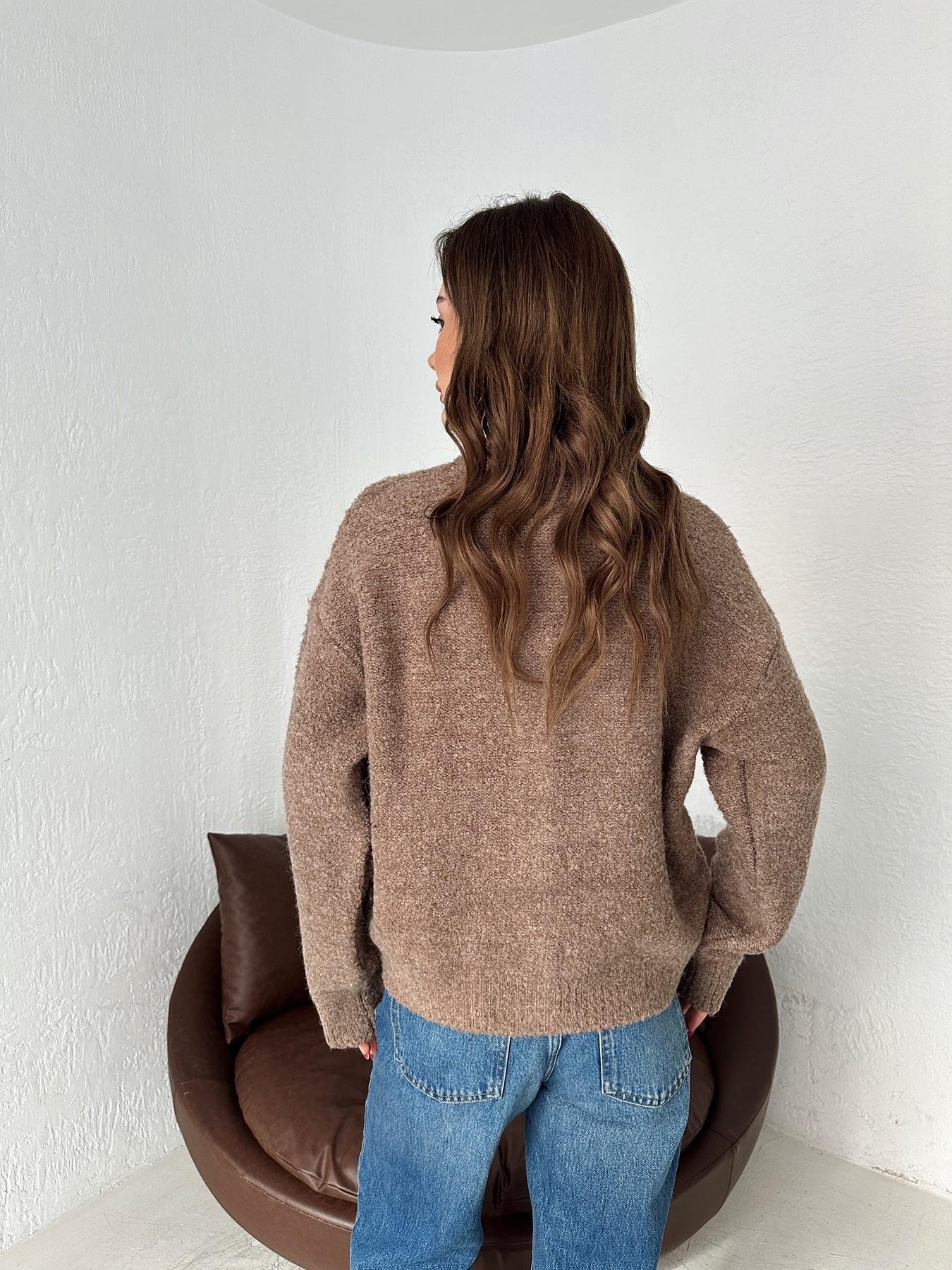 Bisiklet Yaka  Düğmeli Buklet Hırka VİZON