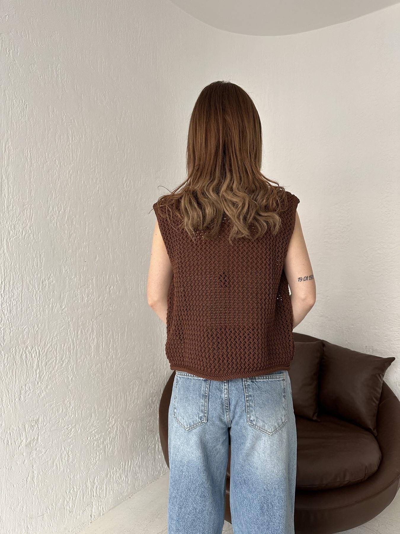 Bisiklet Yaka Düğmeli Hırka KAHVE