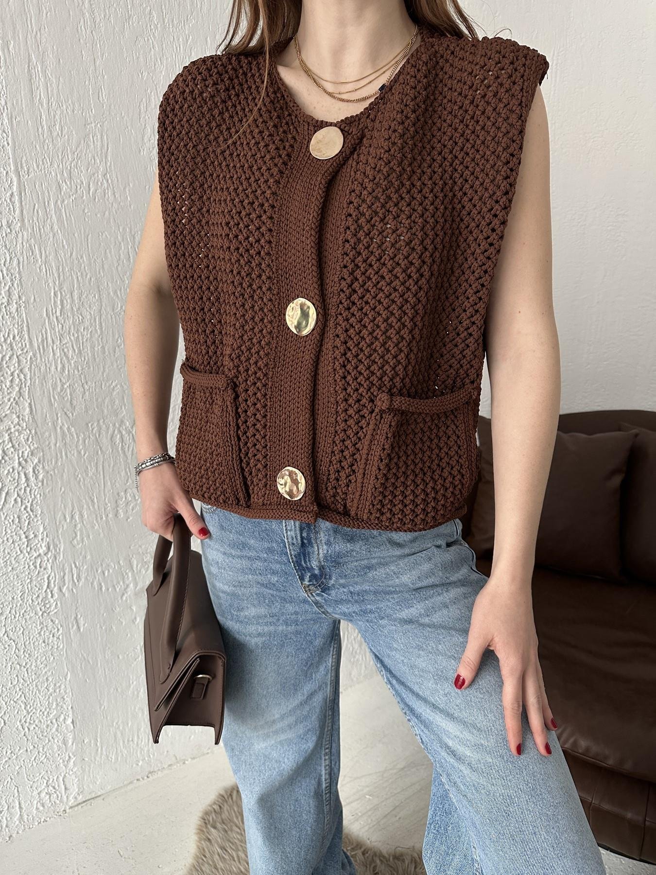 Bisiklet Yaka Düğmeli Hırka KAHVE