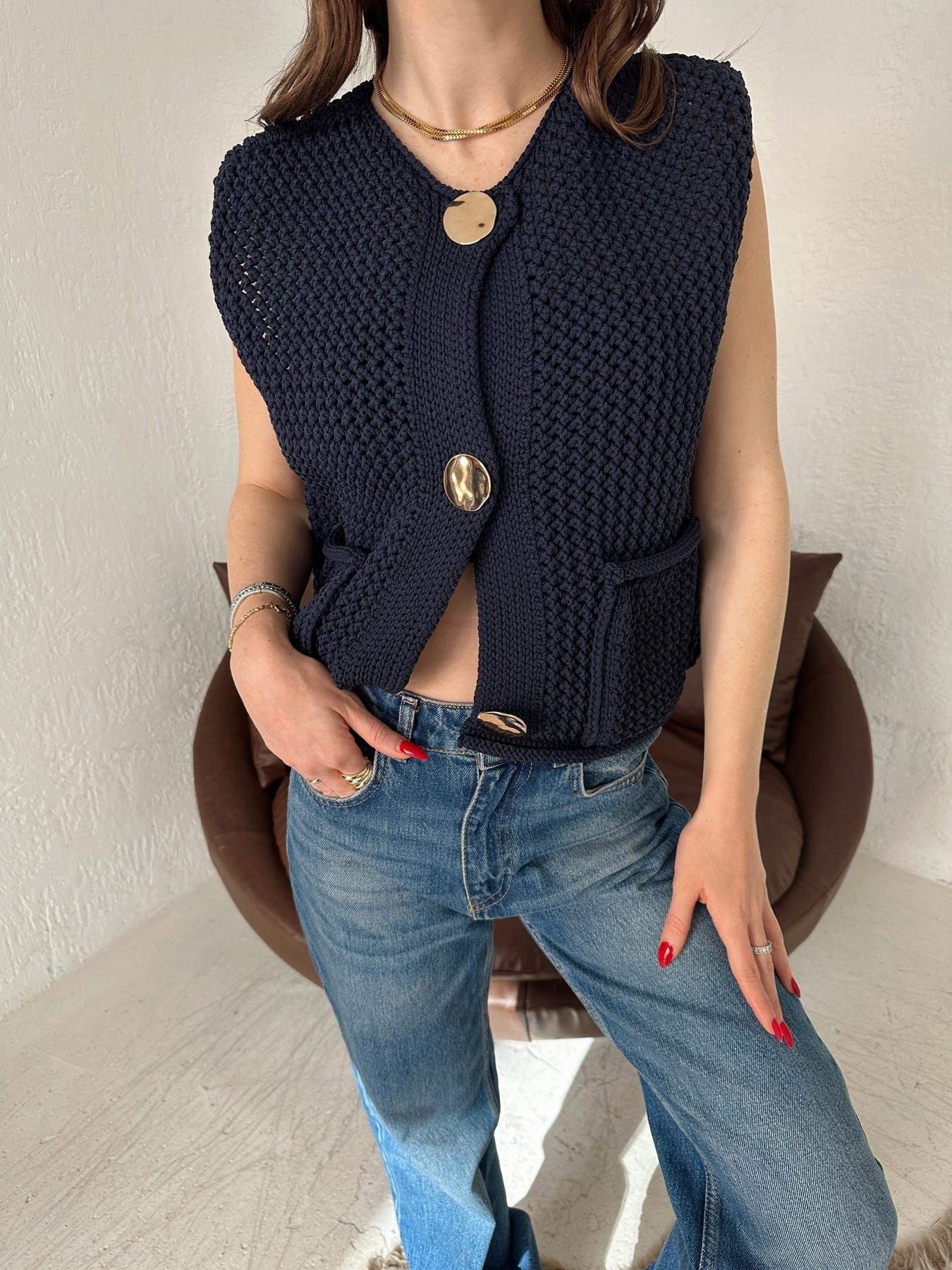 Bisiklet Yaka Düğmeli Hırka LACİVERT