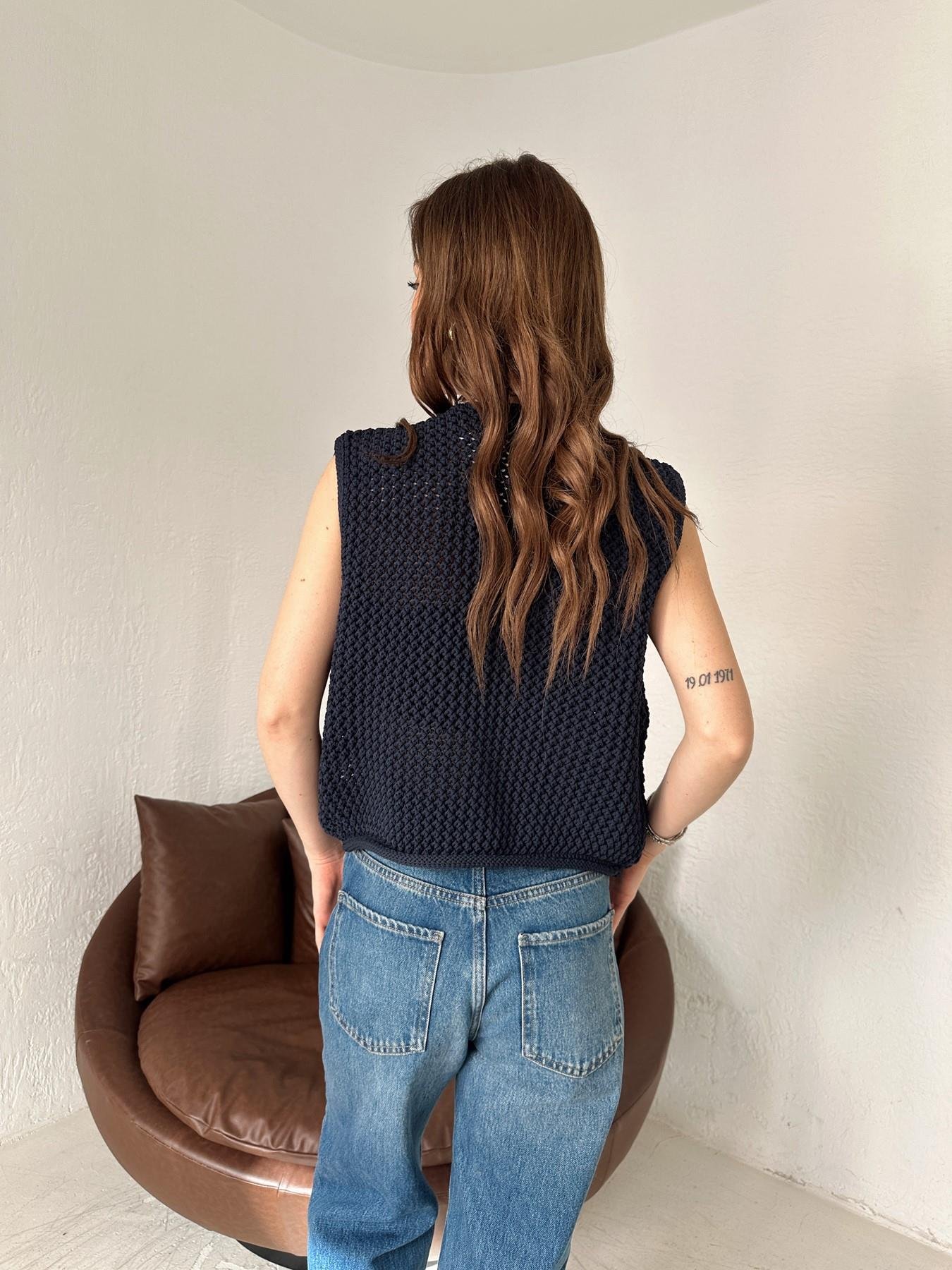 Bisiklet Yaka Düğmeli Hırka LACİVERT