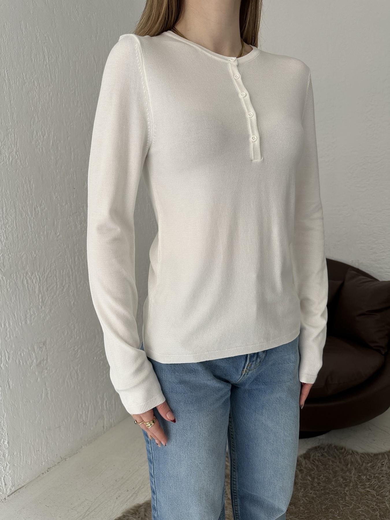 Bisiklet Yaka Düğmeli İnce Triko Ekru