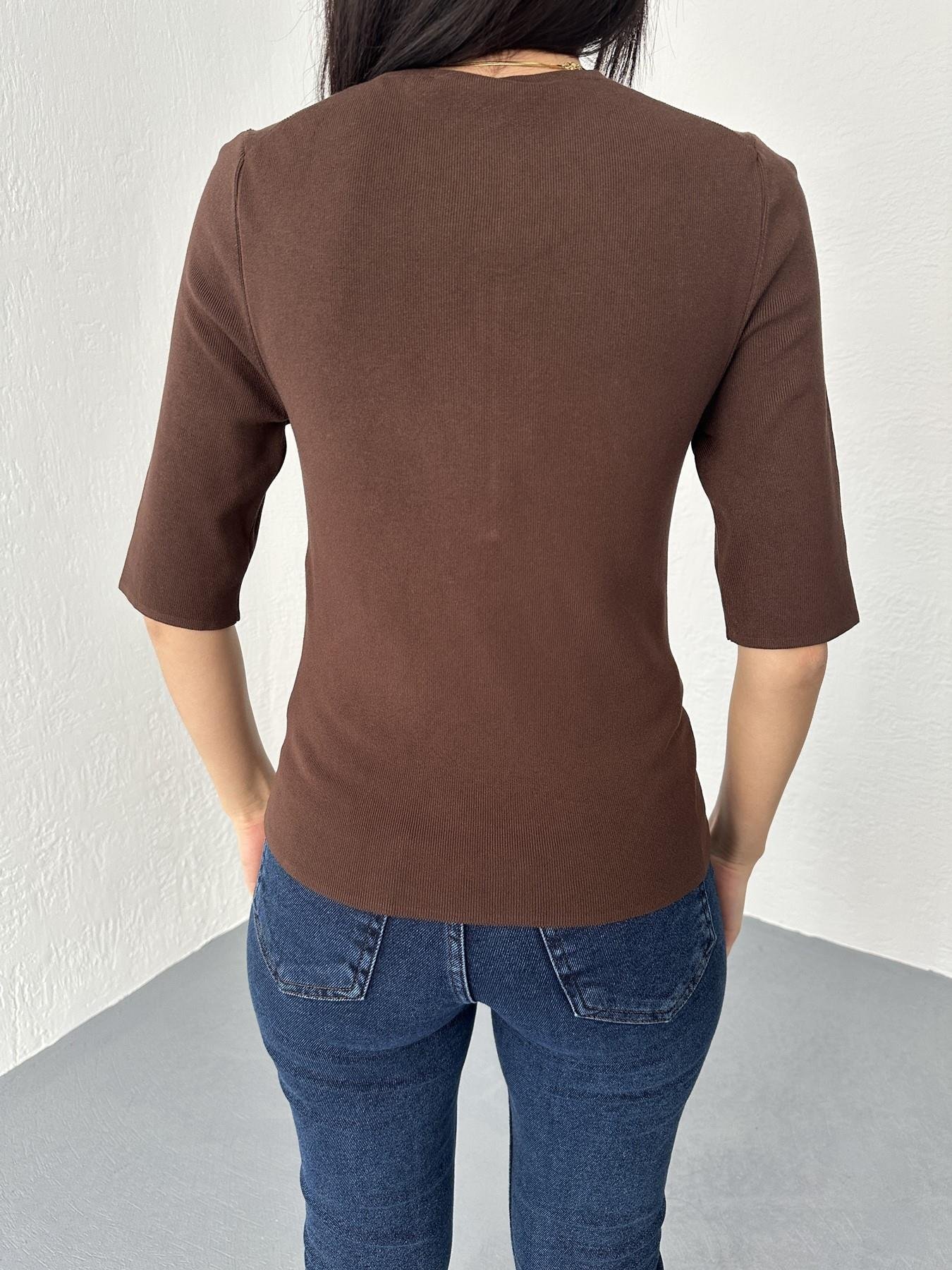 Bisiklet Yaka Düğmeli Triko Kahve