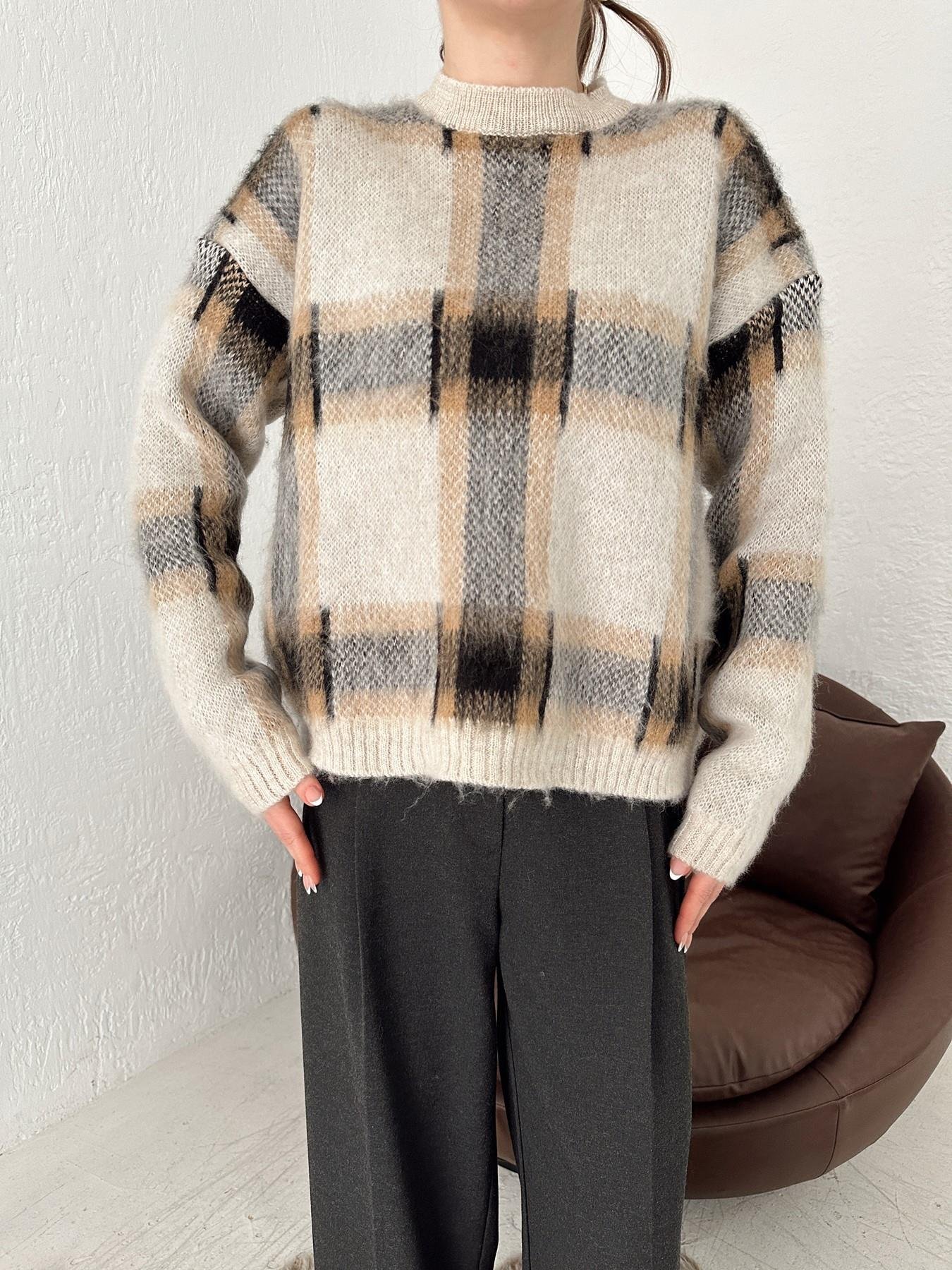 Bisiklet Yaka Ekoseli Kazak TAŞ