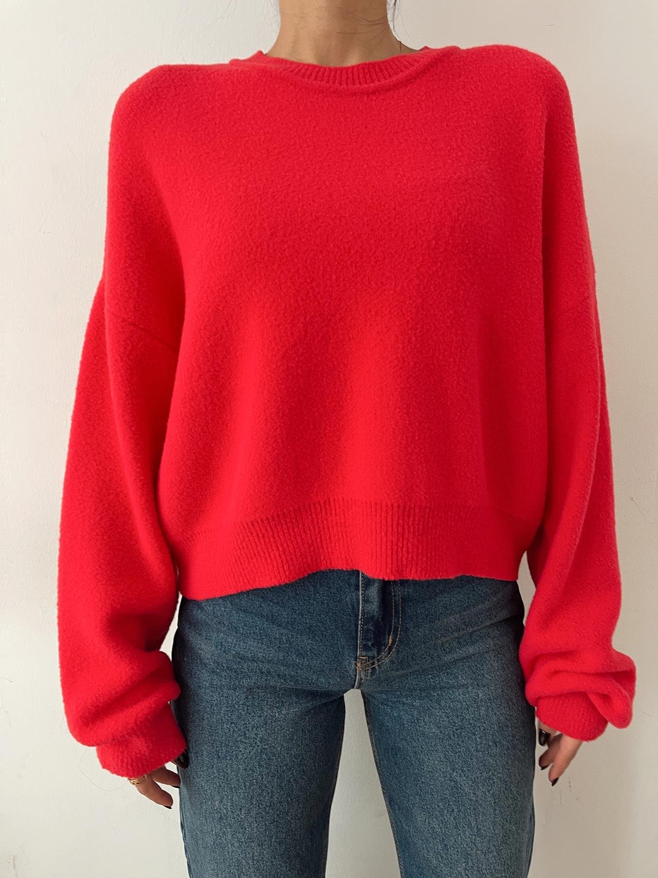 Bisiklet Yaka Kazak KIRMIZI