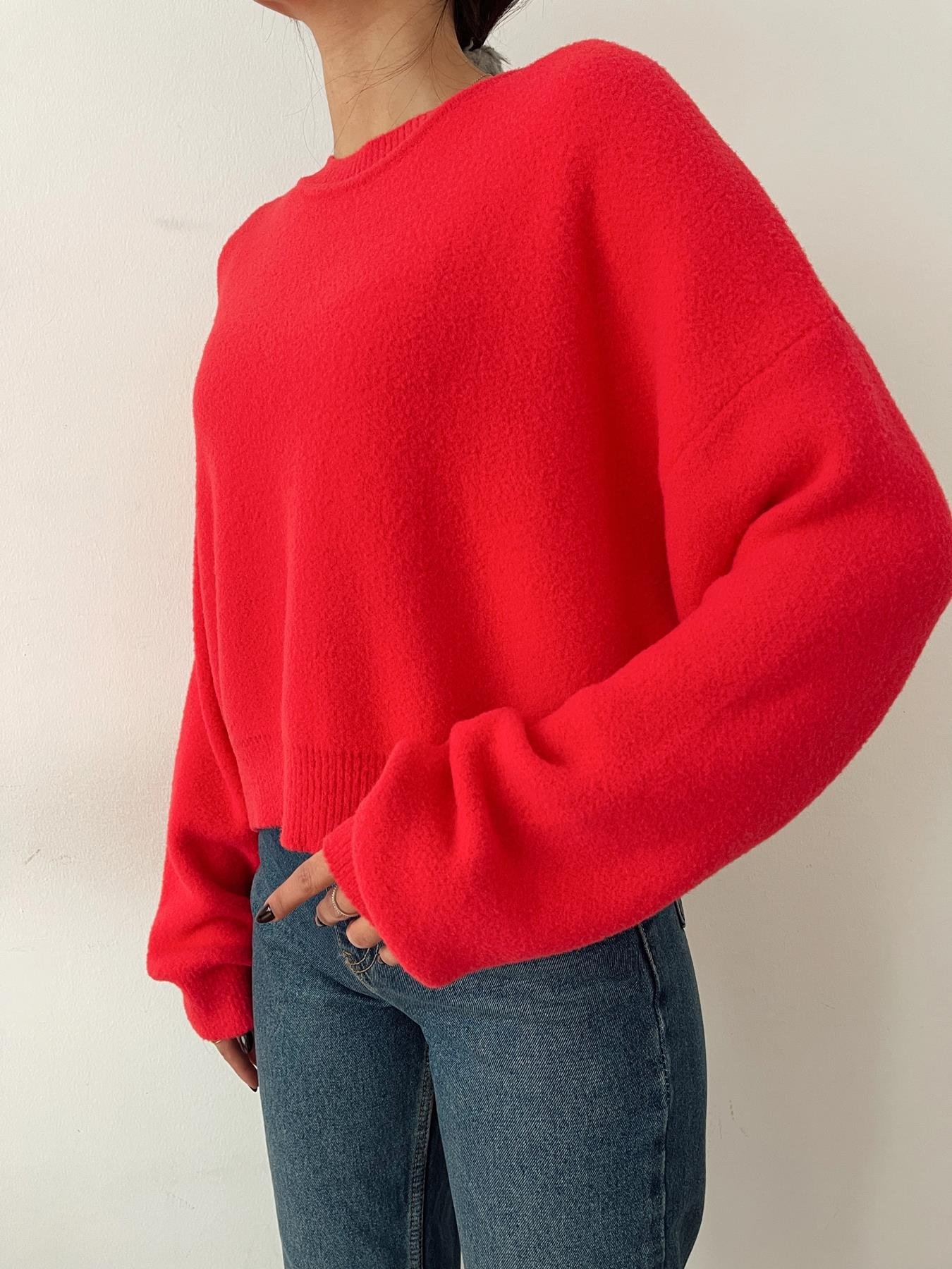 Bisiklet Yaka Kazak KIRMIZI