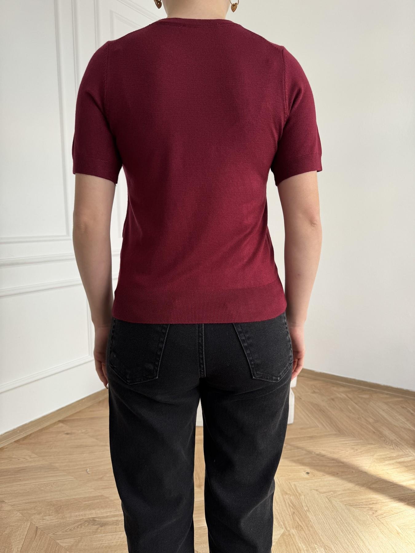 Bisiklet Yaka Kısa Kollu Basic Triko Bordo