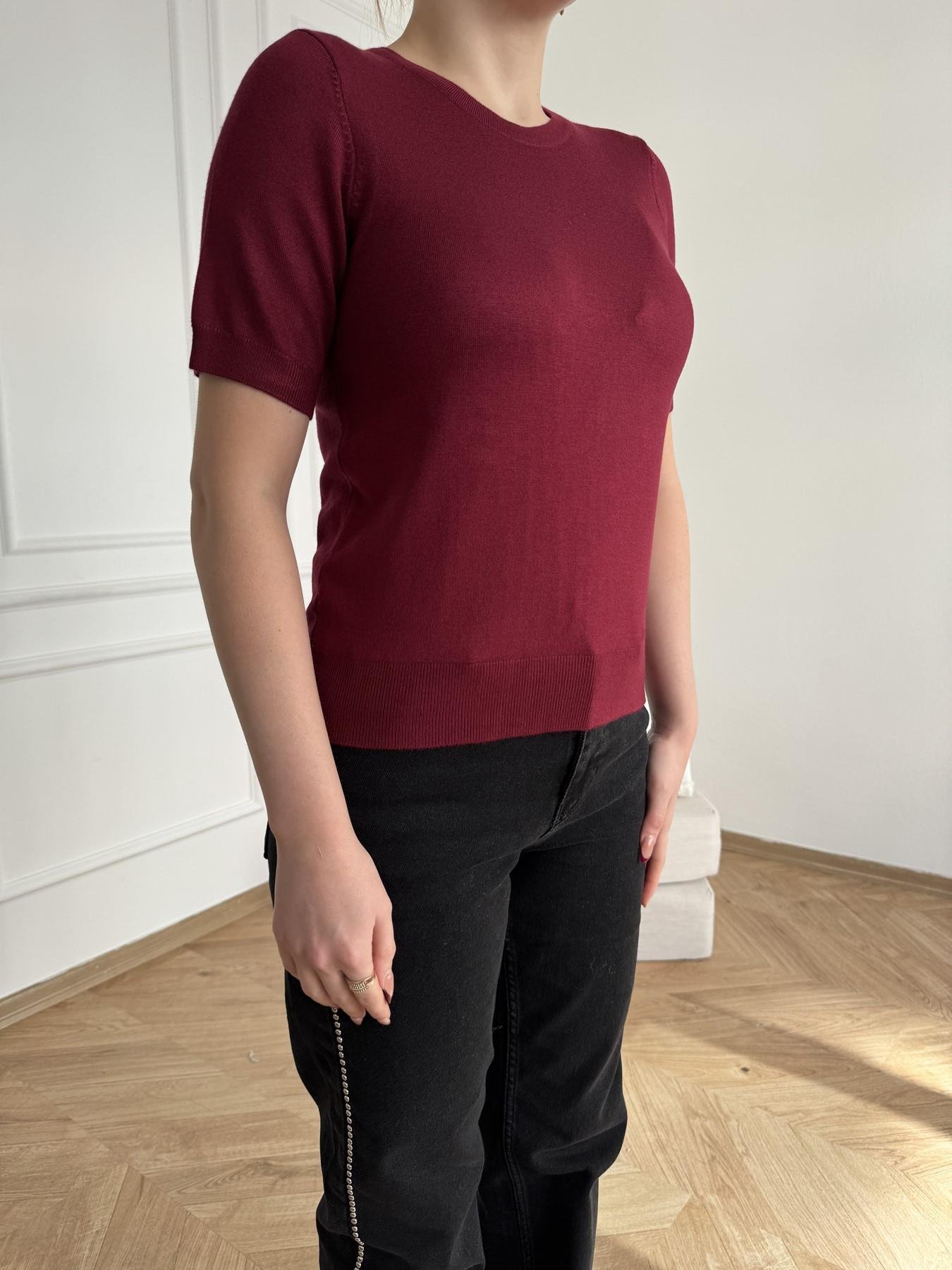 Bisiklet Yaka Kısa Kollu Basic Triko Bordo