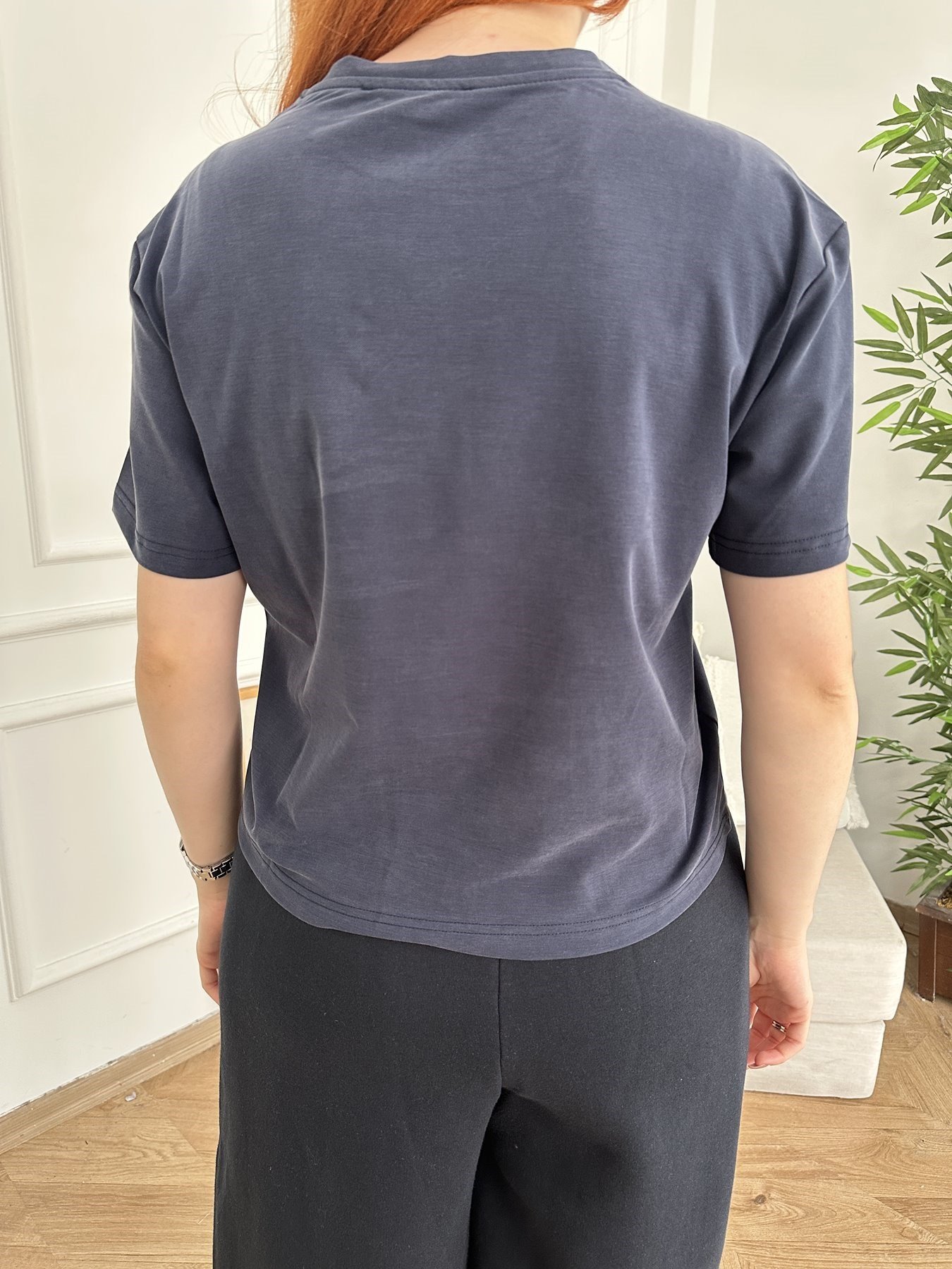 Bisiklet Yaka Kısa T-shirt Lacivert