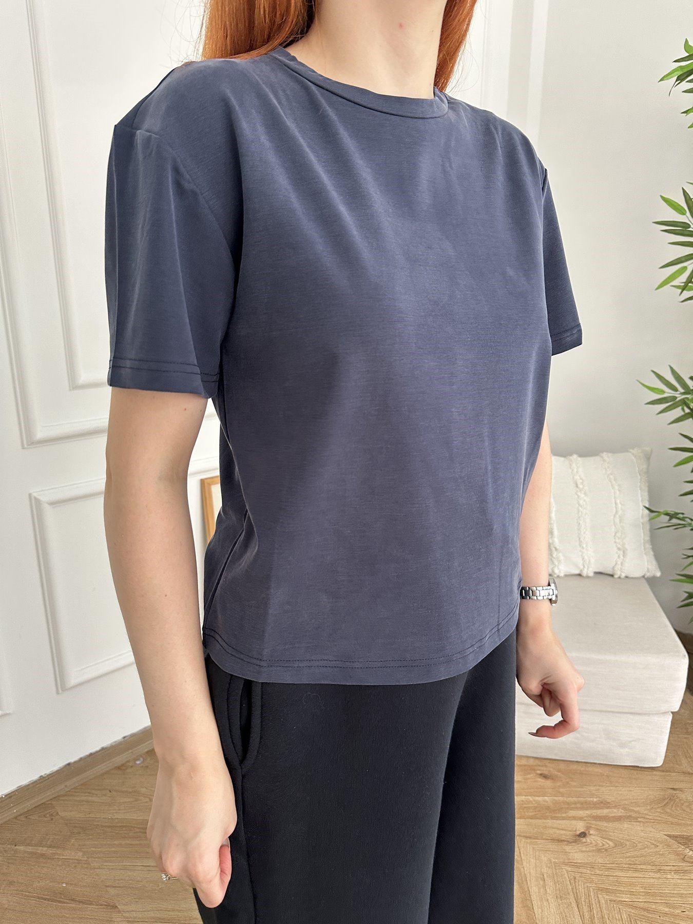 Bisiklet Yaka Kısa T-shirt Lacivert