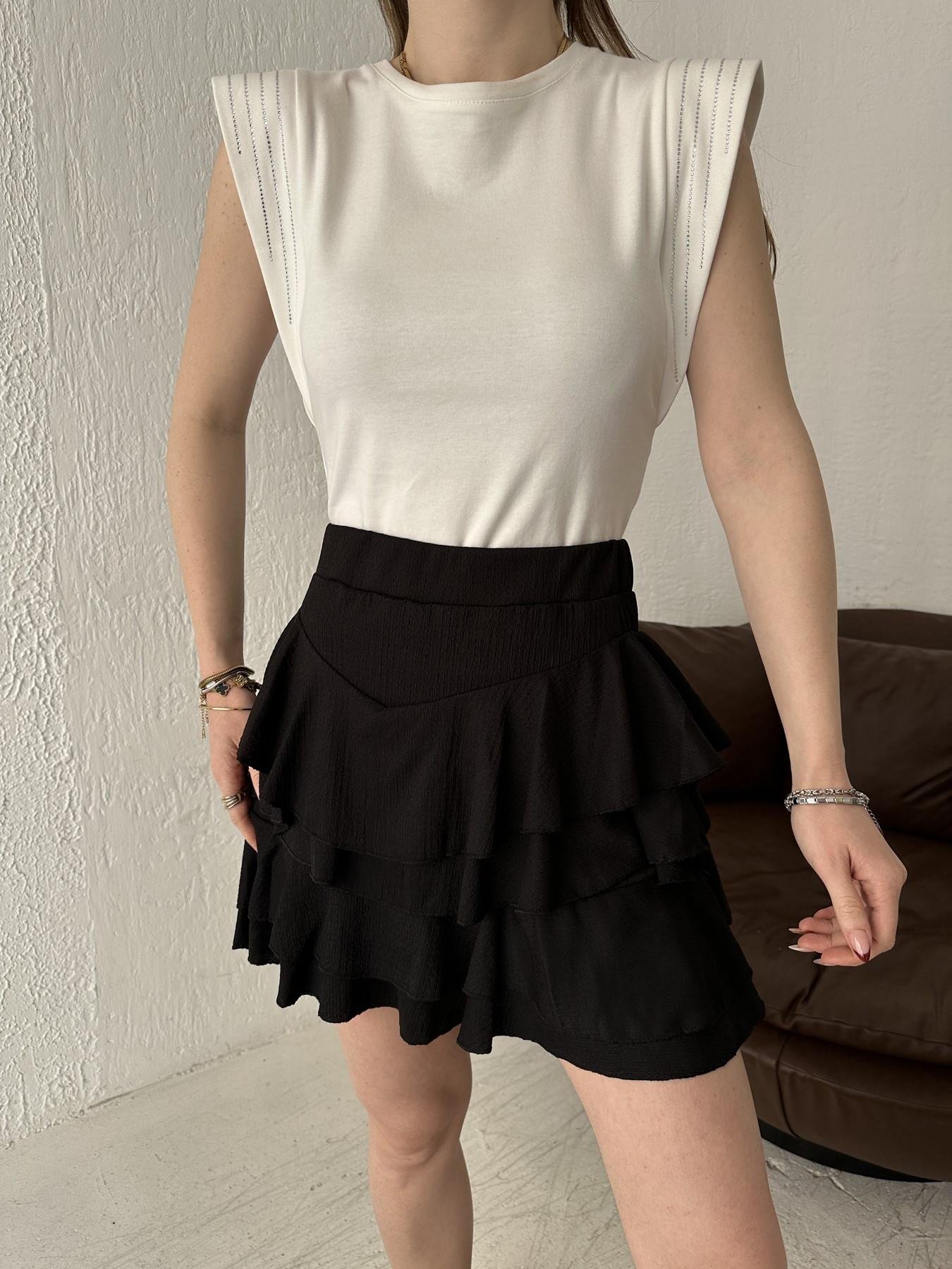 Bisiklet Yaka Kolsuz Taşlı Tişört Ekru