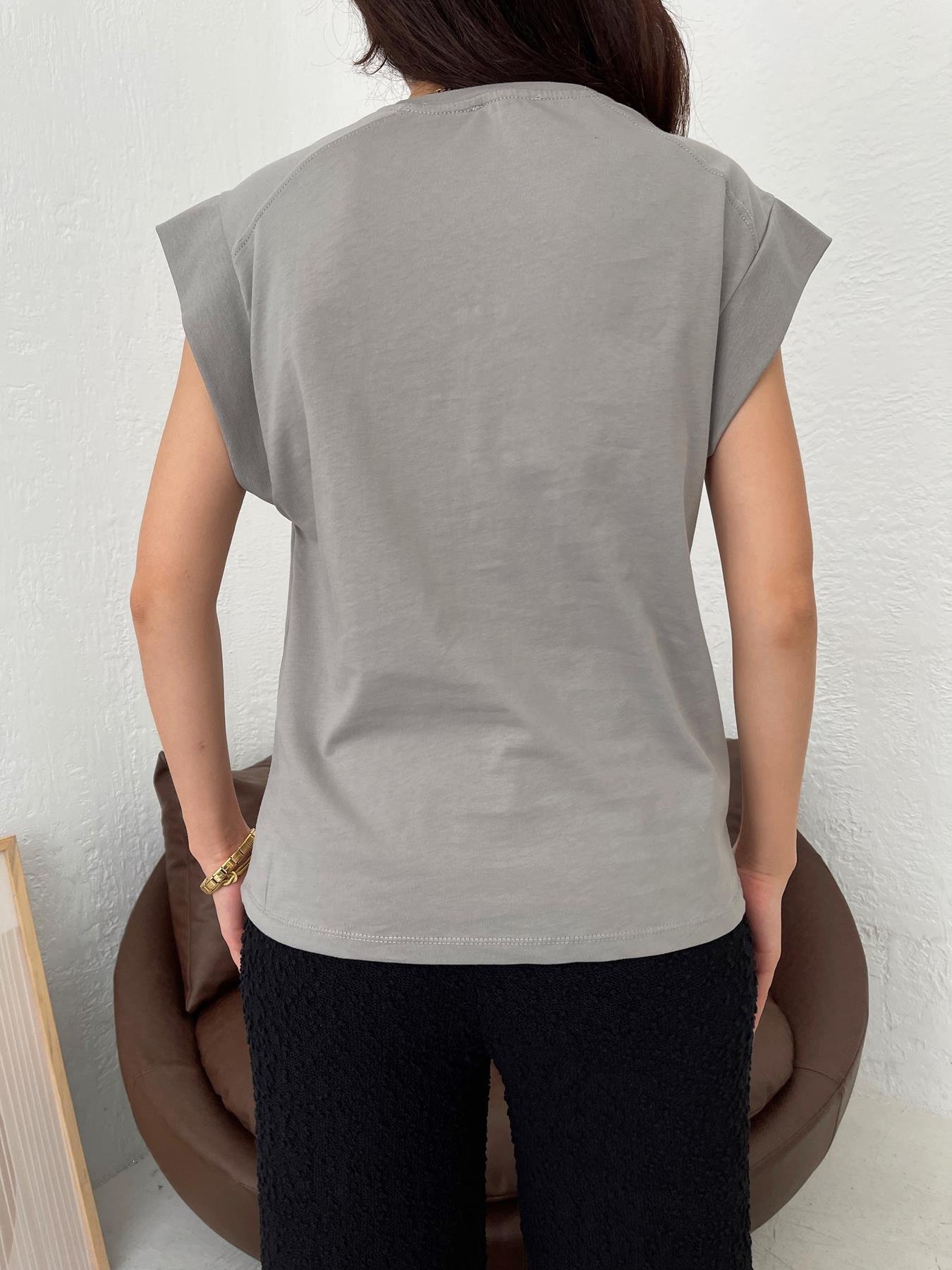 Bisiklet Yaka Kolsuz Tişört GRİ