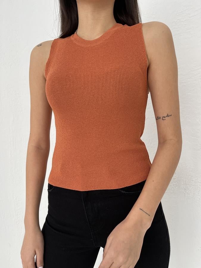 Bisiklet Yaka Kolsuz Triko BAKIR