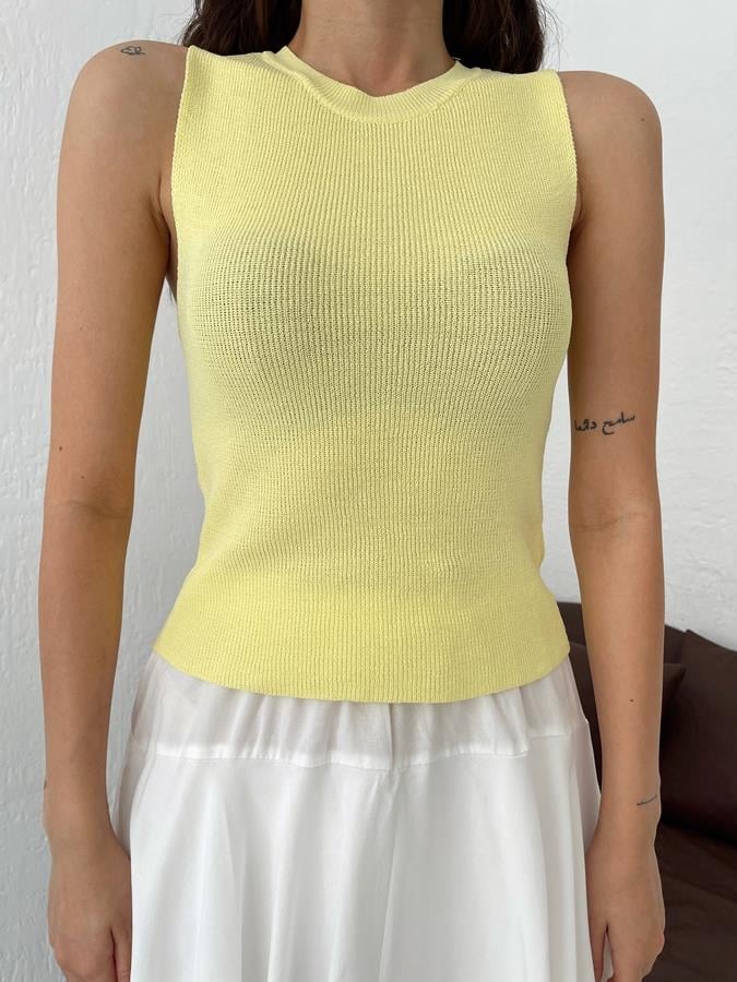 Bisiklet Yaka Kolsuz Triko SARI