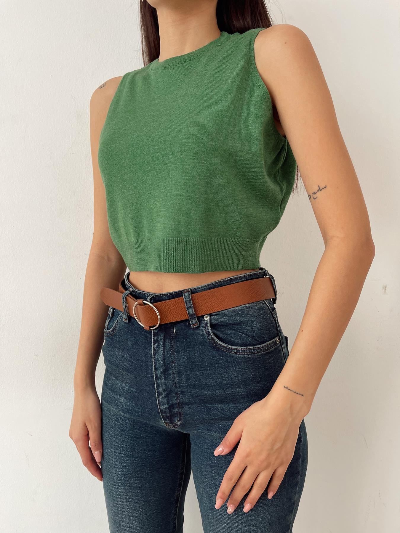 Bisiklet Yaka Kolsuz Triko YEŞİL