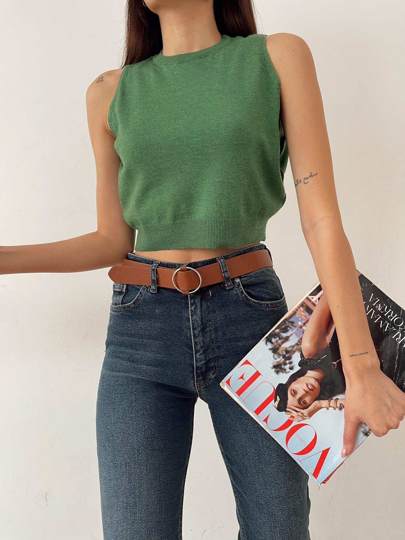 Bisiklet Yaka Kolsuz Triko YEŞİL