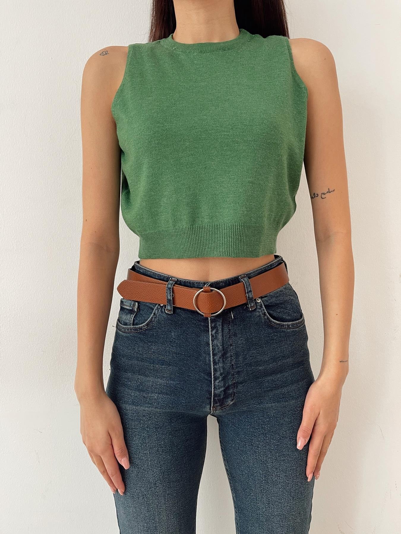 Bisiklet Yaka Kolsuz Triko YEŞİL