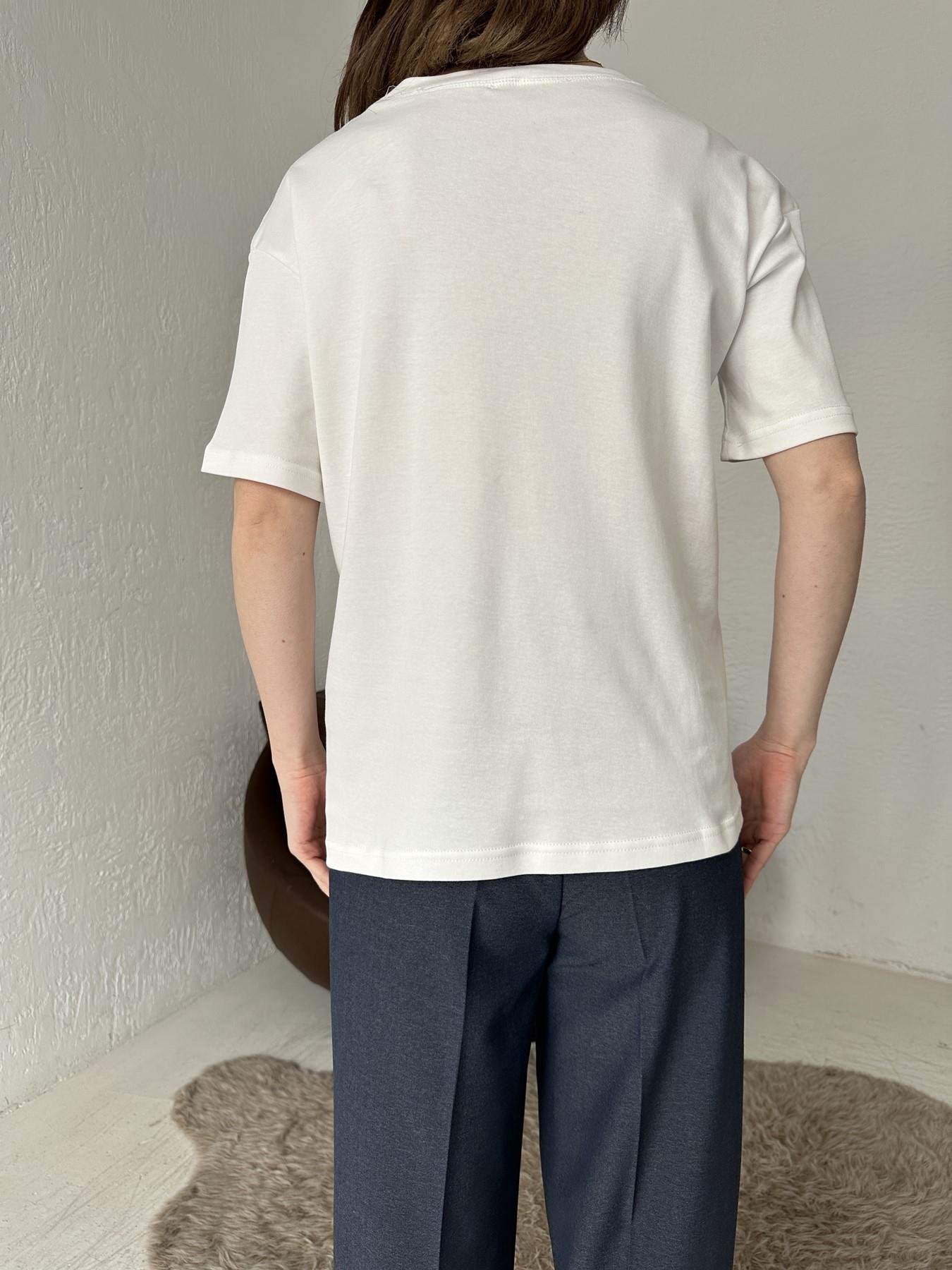 Bisiklet Yaka Metal Detay Tişört BEYAZ