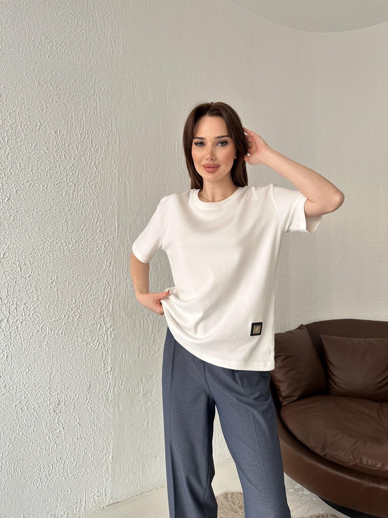 Bisiklet Yaka Metal Detay Tişört BEYAZ