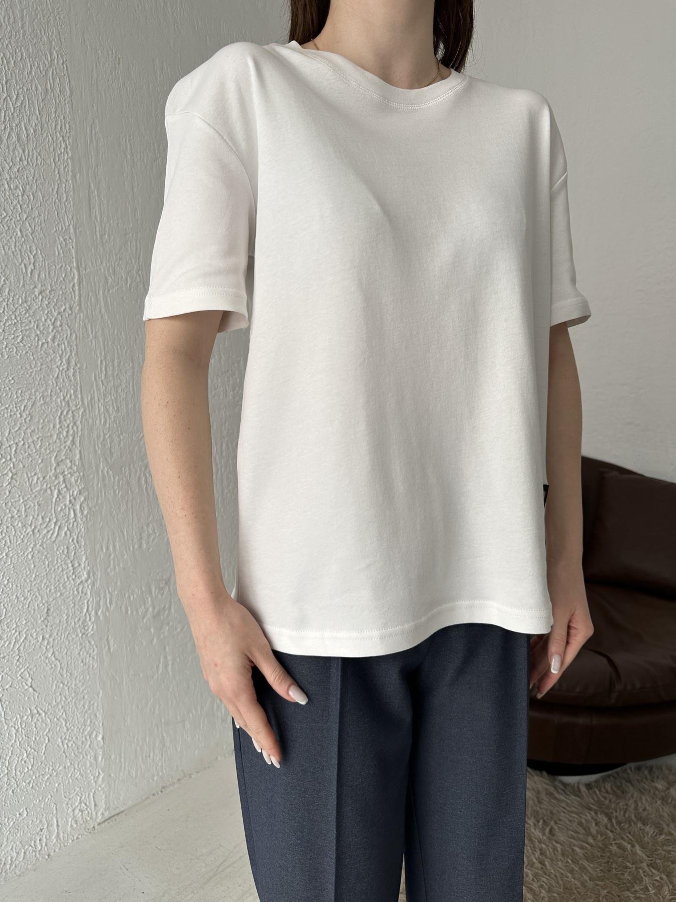 Bisiklet Yaka Metal Detay Tişört BEYAZ