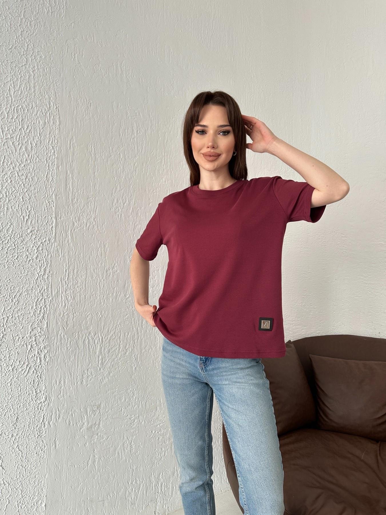 Bisiklet Yaka Metal Detay Tişört BORDO