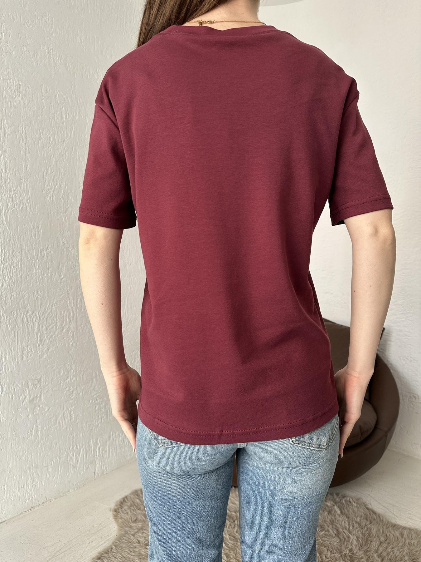 Bisiklet Yaka Metal Detay Tişört BORDO