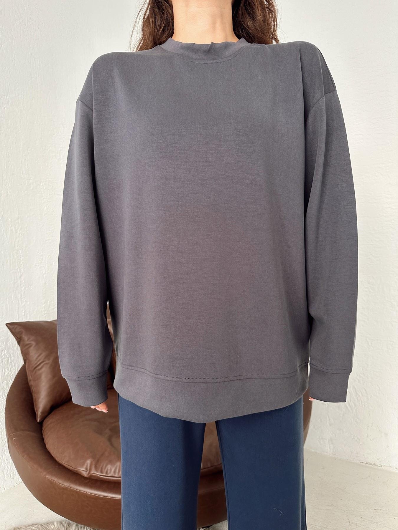 Bisiklet Yaka Modal Kumaş Sweatshirt ANTRASİT