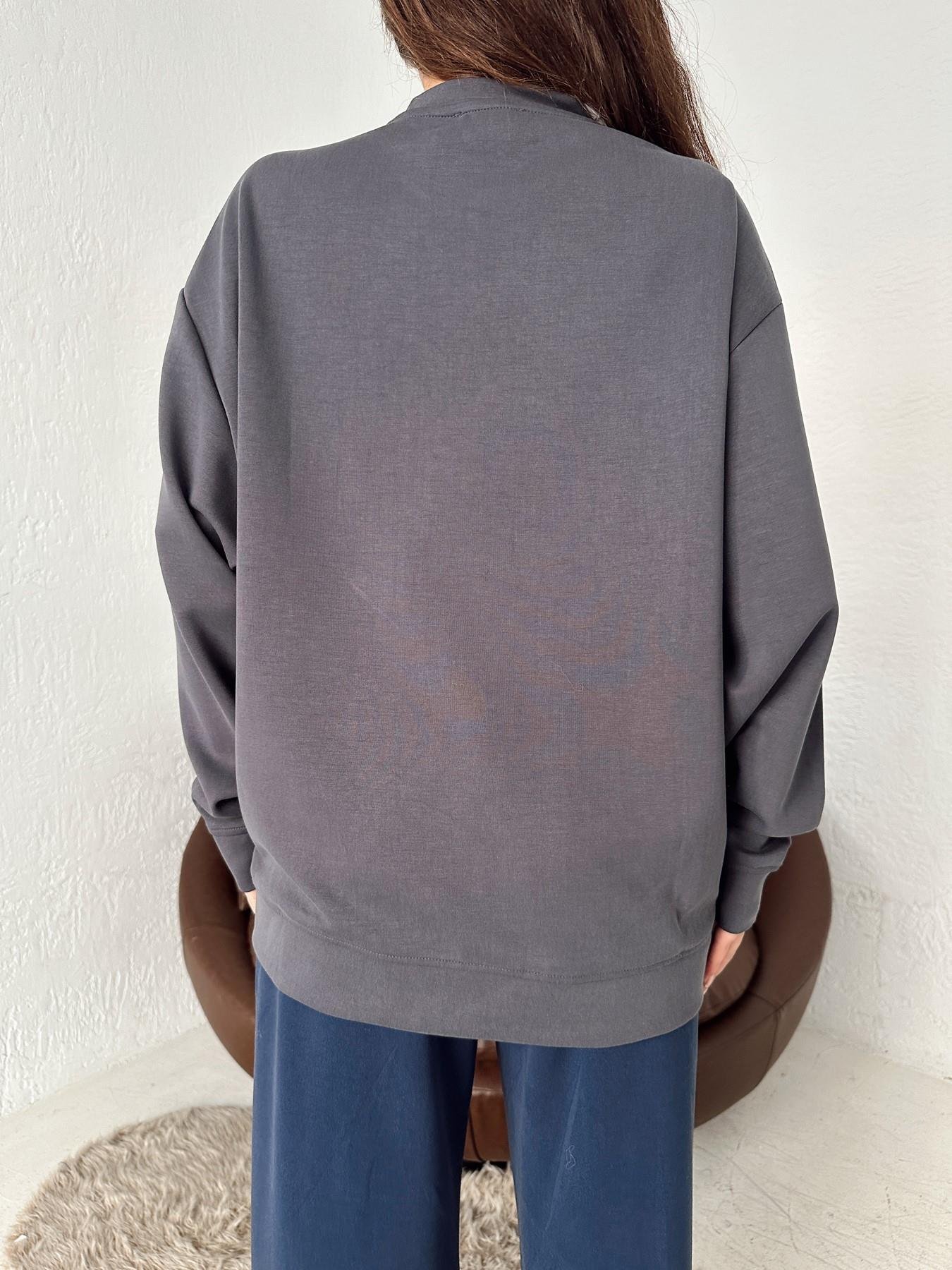 Bisiklet Yaka Modal Kumaş Sweatshirt ANTRASİT