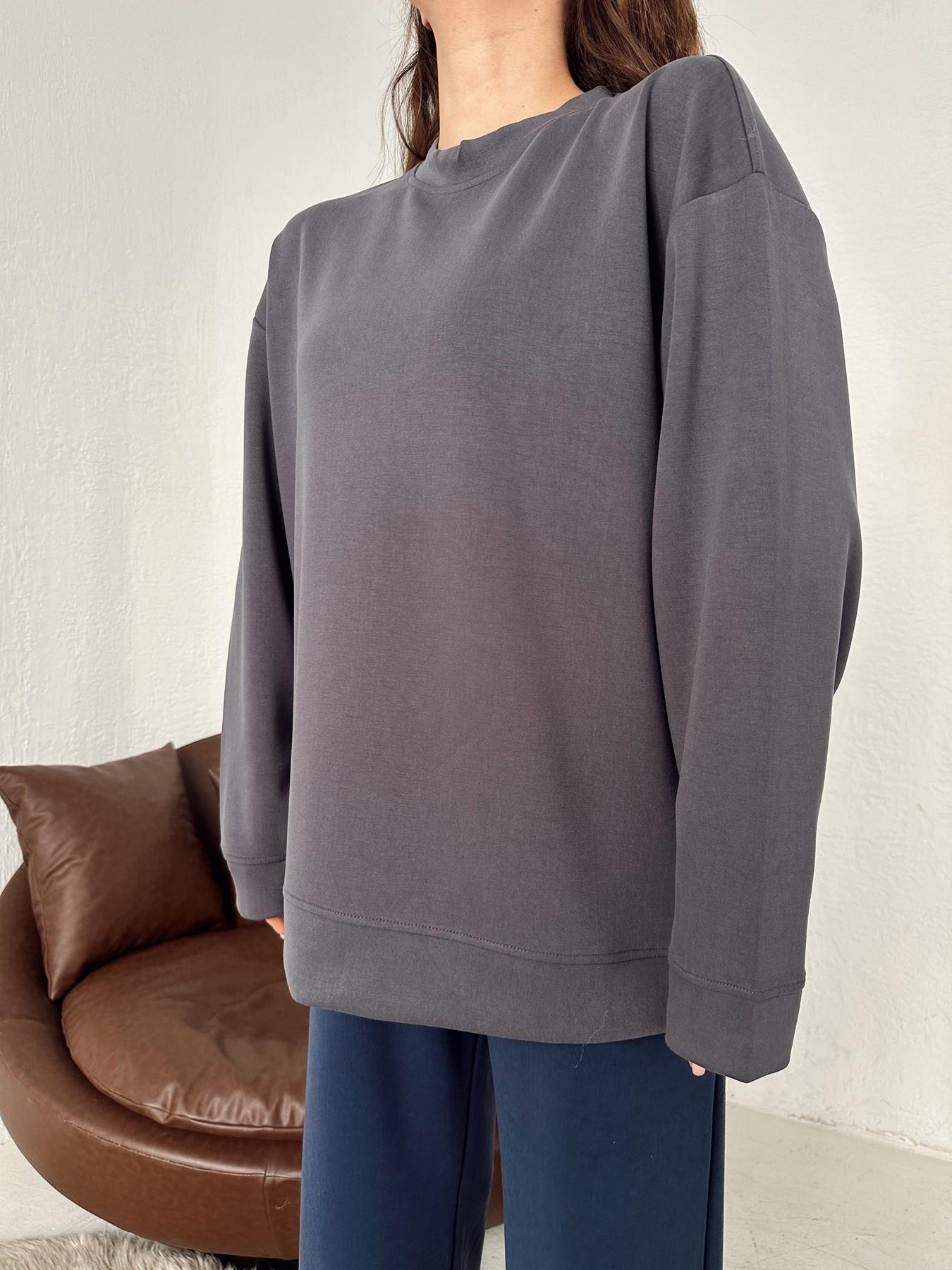 Bisiklet Yaka Modal Kumaş Sweatshirt ANTRASİT